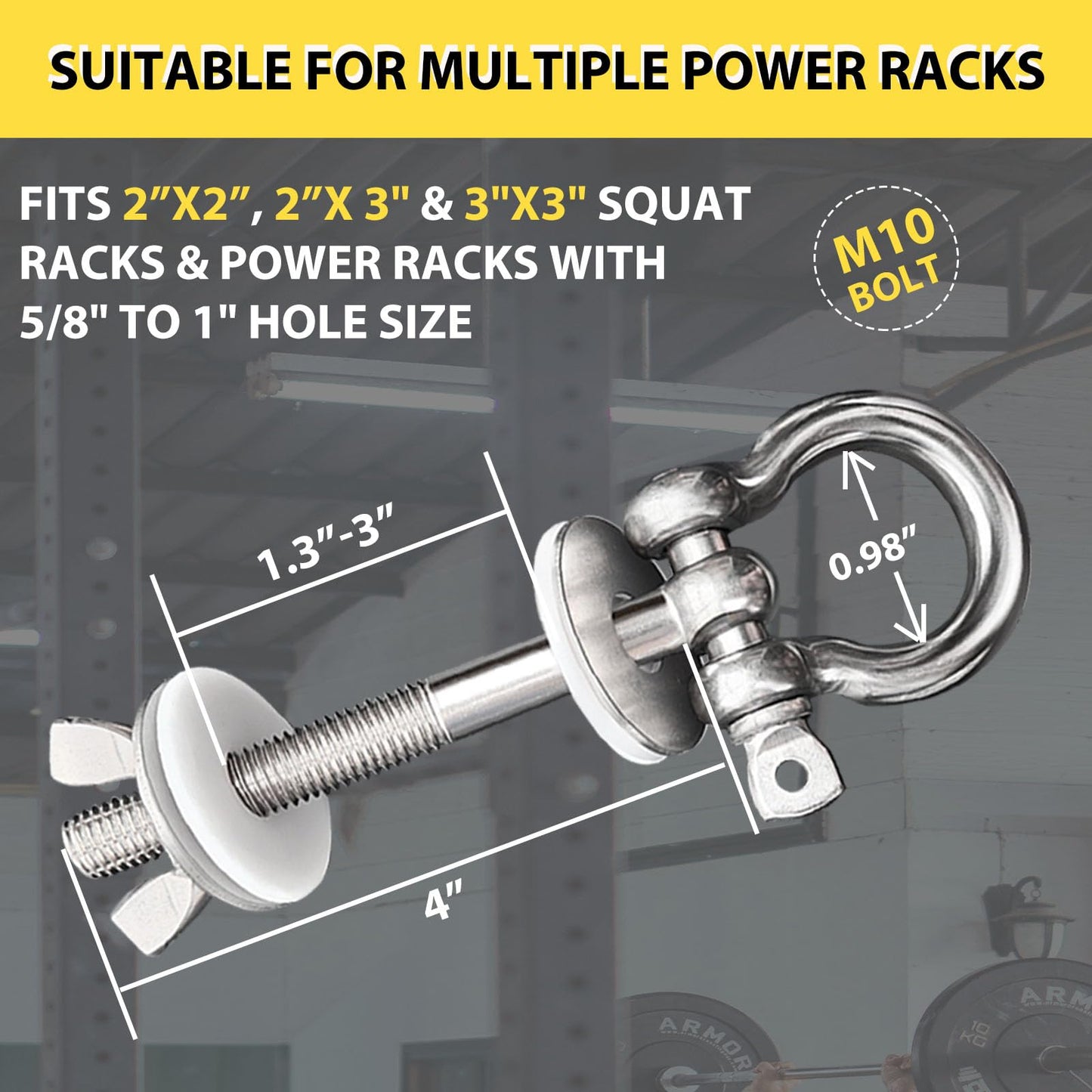 DyaMag Heavy Duty Power Rack Attachments with Silicone gaskets for Resistance Band. Stainless Steel Band Pegs for 1-3 inch Power Rack,O-Ring Attachment for Power Rack Squat Racks-2PACK(Regluar)