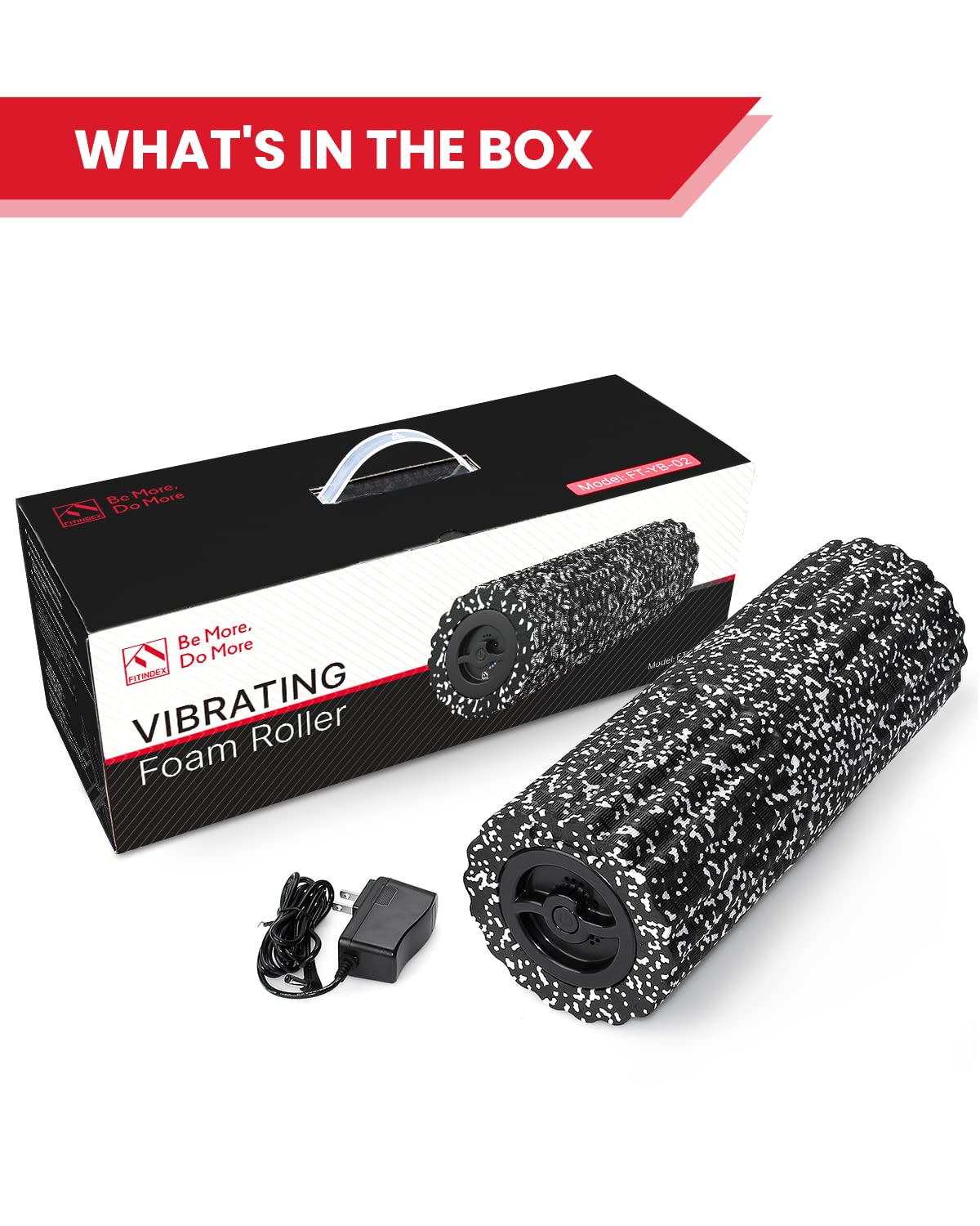 FITINDEX Vibrating Foam Roller for Muscle Deep Tissue, Back Pain Relief, Leg Foot Neck Massager, Exercise, Pilates, Muscle Recovery, Physical Therapy, 4-Speed, Rechargeable, Black