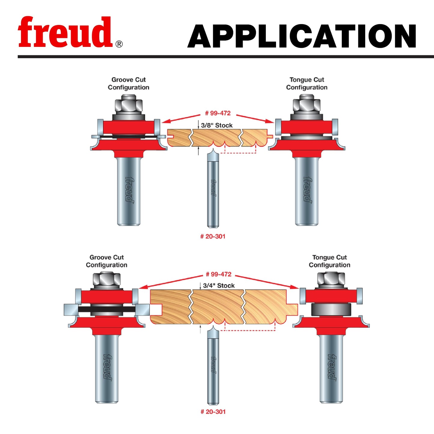 Freud 99-472: 1-7/8" (Dia.) Beadboard Tongue & Groove Bit with 1/2" Shank