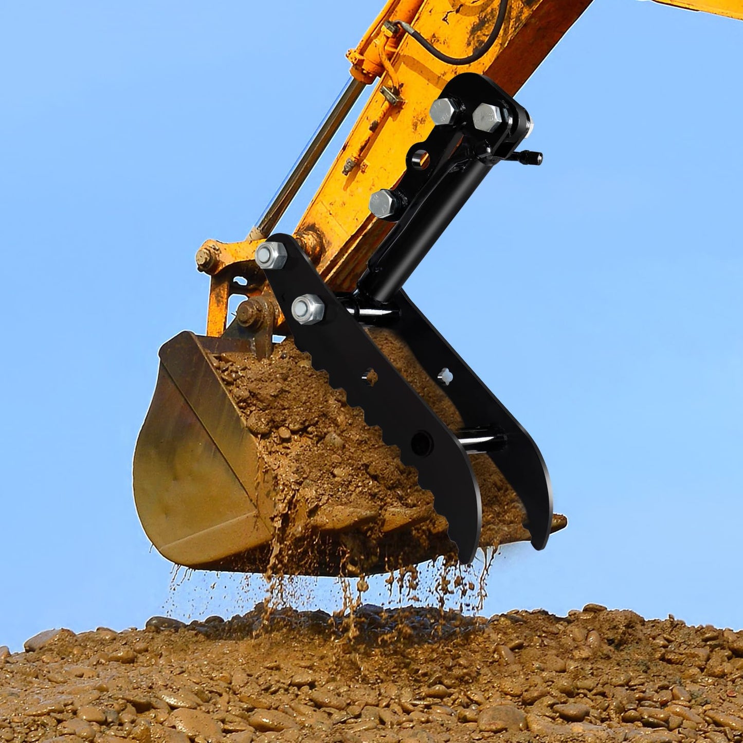 DANWIWEE Hydraulic Thumb Clip for Mini Excavators, with 2*M14 Hoses and Screws, Small Digger Attachments fit Most of up to 2 tons