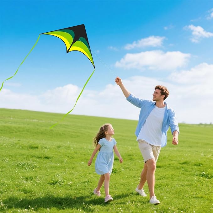 Mint's Colorful Life 3 Pack Delta Kite Set for Kids & Adults, Easy to Fly Large Kites for Beginners, Perfect Family Kites for Park and Beach Trip with 300ft String Included