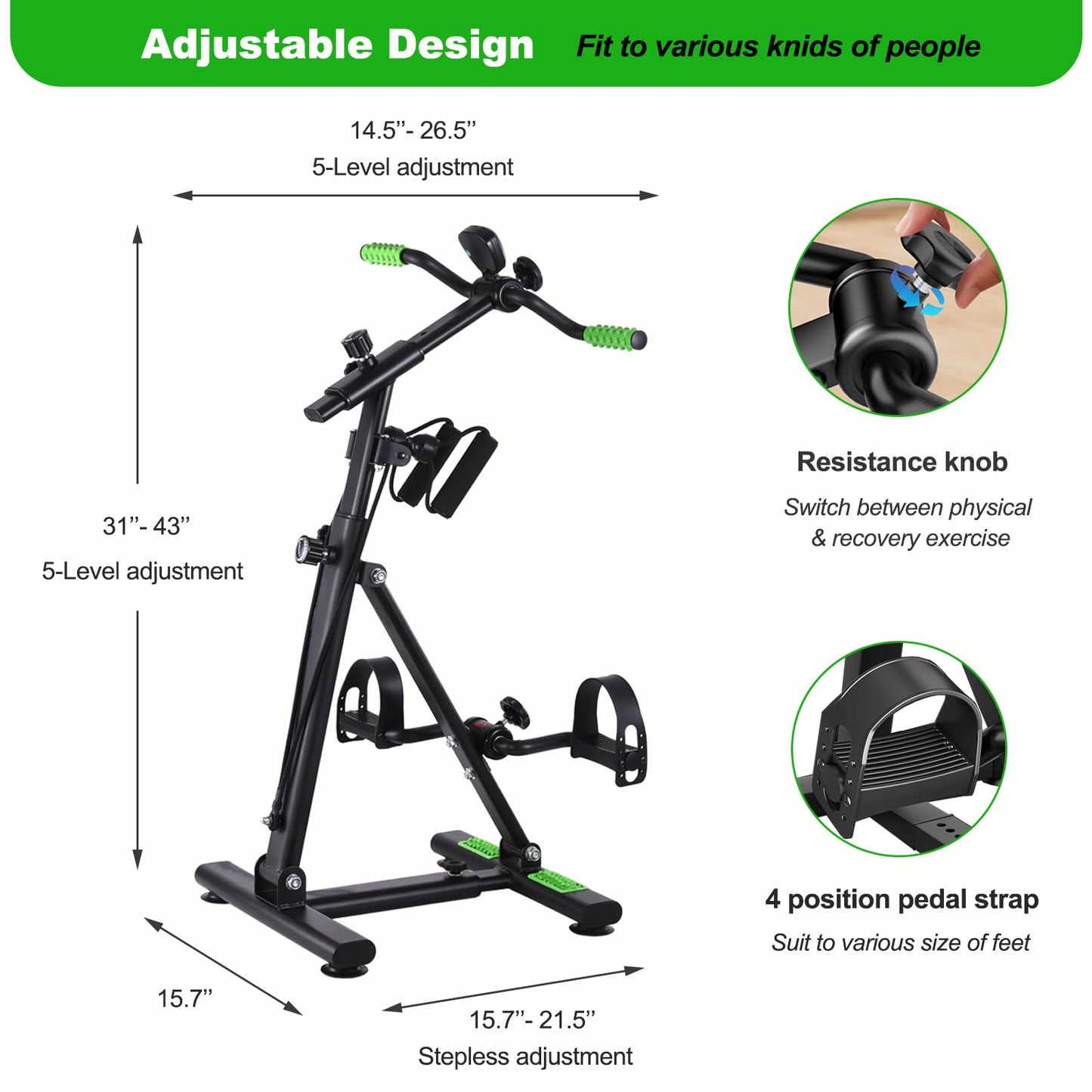 MDODM Pedal Exerciser Bike for Seniors, Arm Leg Hand and Knee Elderly Exercise Equipment, Sitting Home Exercise Machine for Total Body, Great Gift for Elderly