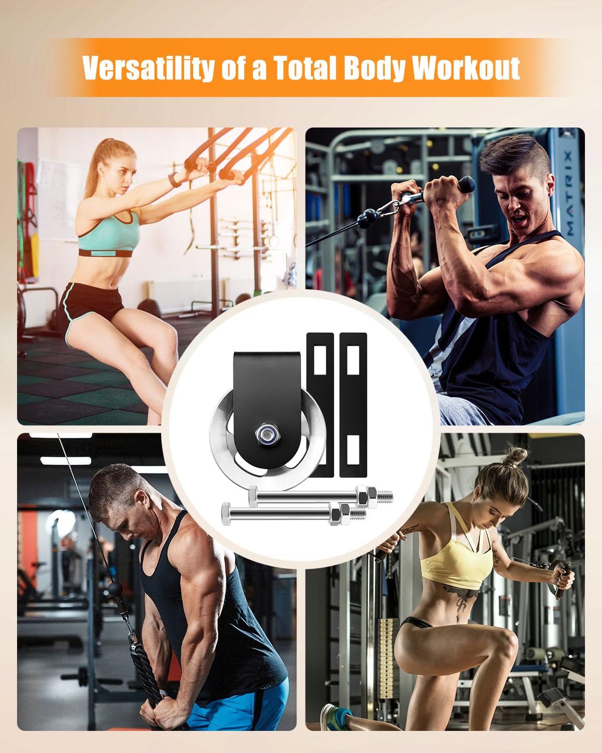 HZSIFU Power Rack Pulley Attachment Home Gym, for Power Cage with Quiet Aluminum Pulldown, Heavy Duty 304 Steel Cable LAT Pulley Machine System