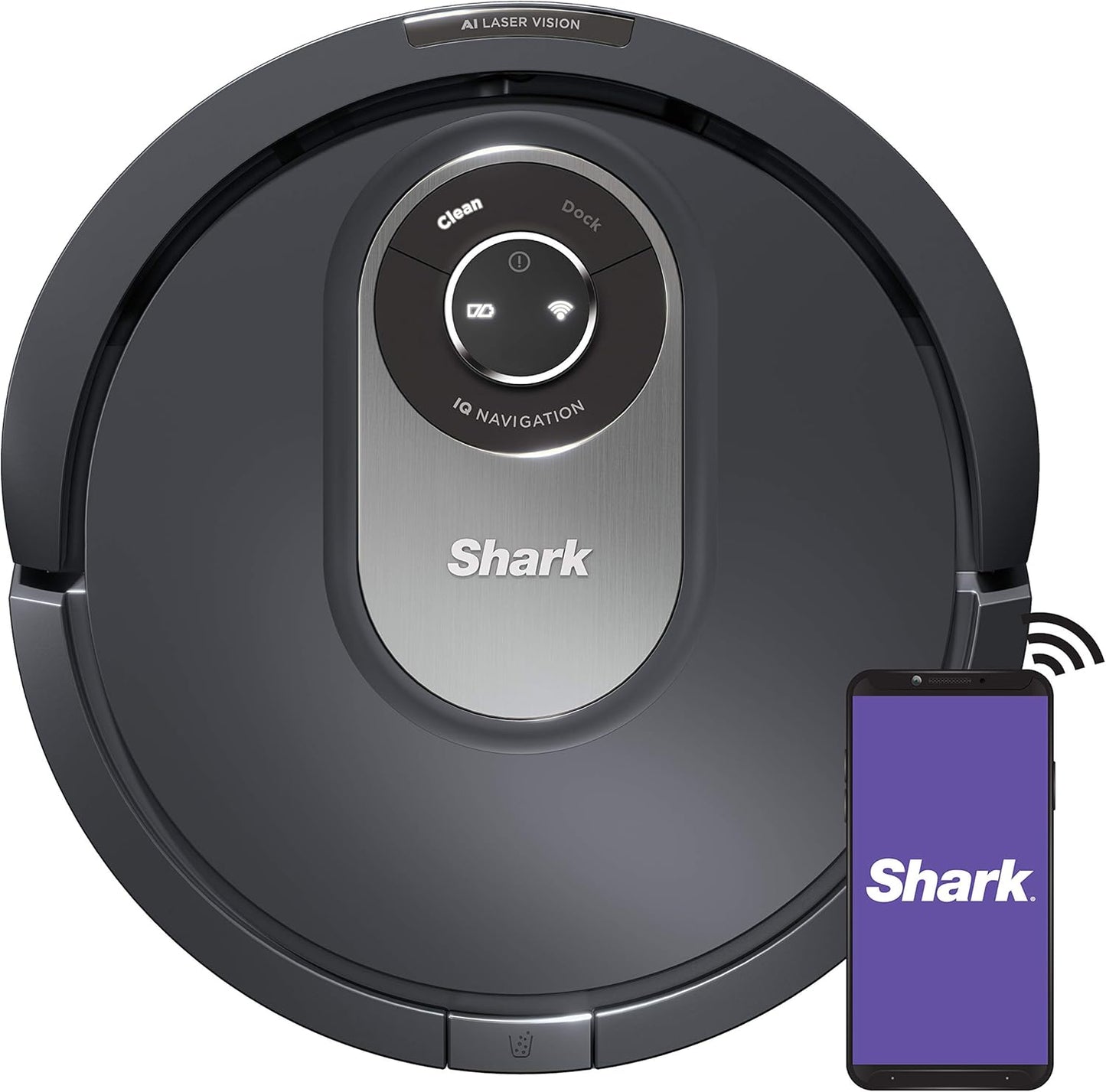 Shark AI Robot Vacuum - Smart Mapping & Scheduling for Pet Hair | Black/Silver (RV2001)