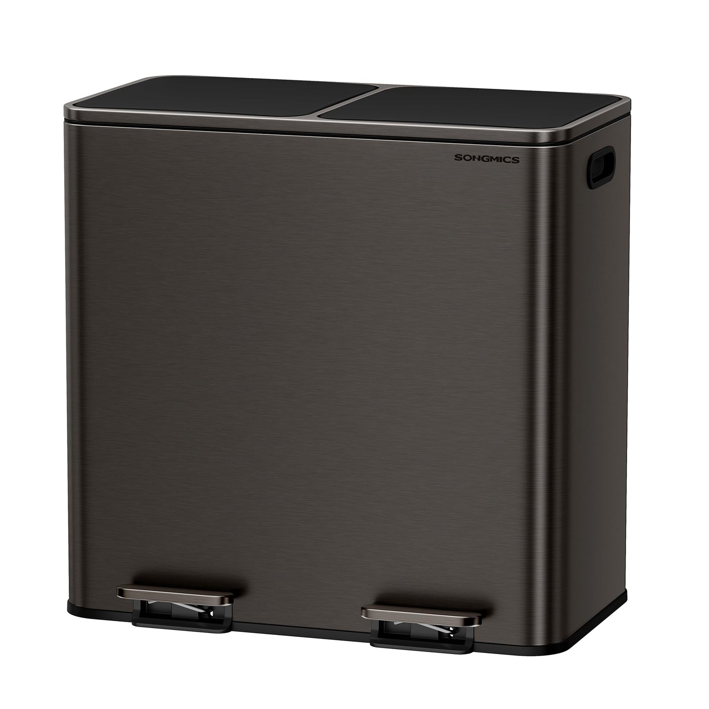 SONGMICS Trash Can, 2 x 10.6 Gallon (2 x 40 L) Garbage Can for Kitchen, with 15 Trash Bags, 2 Compartments, Plastic Inner Buckets and Hinged Lids, Airtight, Slate Gray ULTB730G01V1