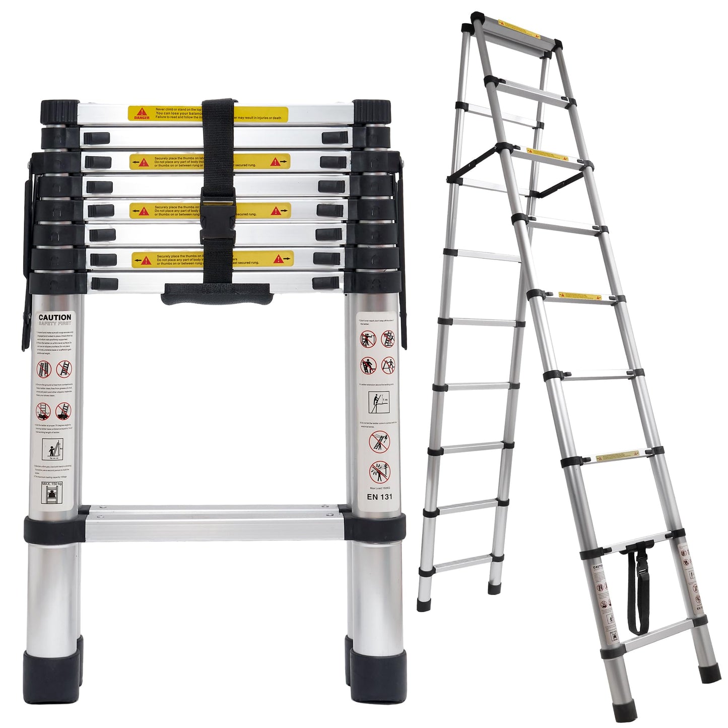 Walking Telescoping Extension Ladder,5+5 Step Ladder,330LB Load Capacity,Portable Telescopic Folding Ladder Heavy Duty Collapsible Ideal for Home and Outdoor Work(1.4m+1.4m/4.6FT+4.6FT Walking ladder)