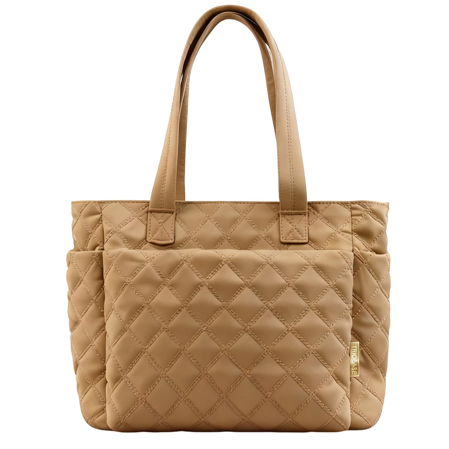 TRIOBASE Tote Bag for Women,Lightweight Quilted Handbag with Compartments,Puffer Shoulder Tote Bag with Zipper for Work,Travel,Gym