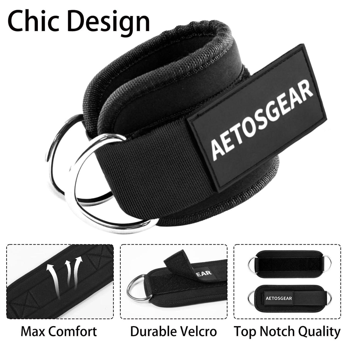 Ankle Straps For Cable Machines Women,Kickback Ankle Strap,Ankle Cuff Cable Attachment,Gym Glutes Workout Strap,Leg Extension Straps,One Size Fit All Premium Padded Cuffs Super Comfort Fitness (01-Black, Single)
