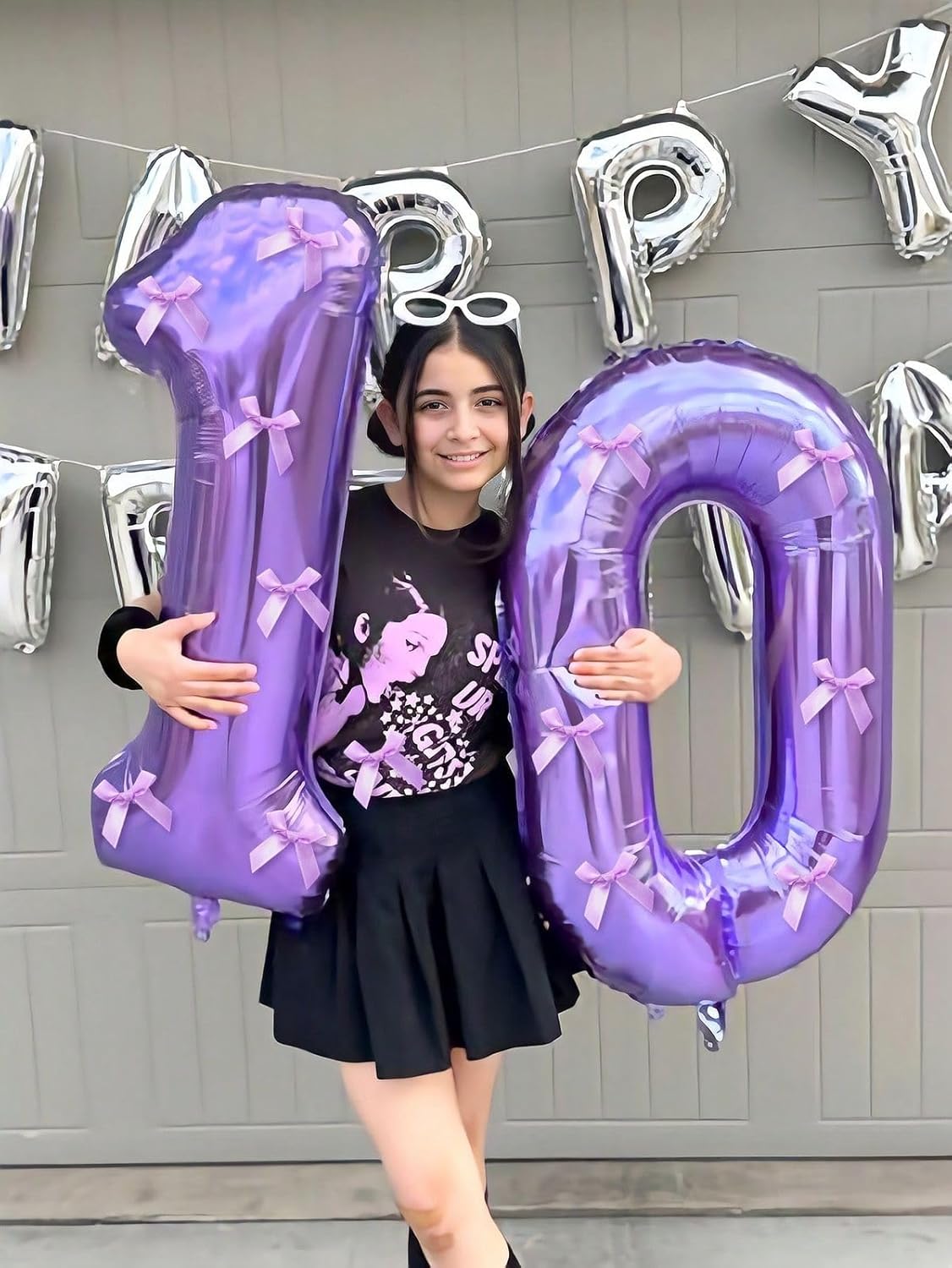 Numbers Balloons | 40 Inch Big Foil Balloons for 10th Birthday - Purple Decor for Men & Women