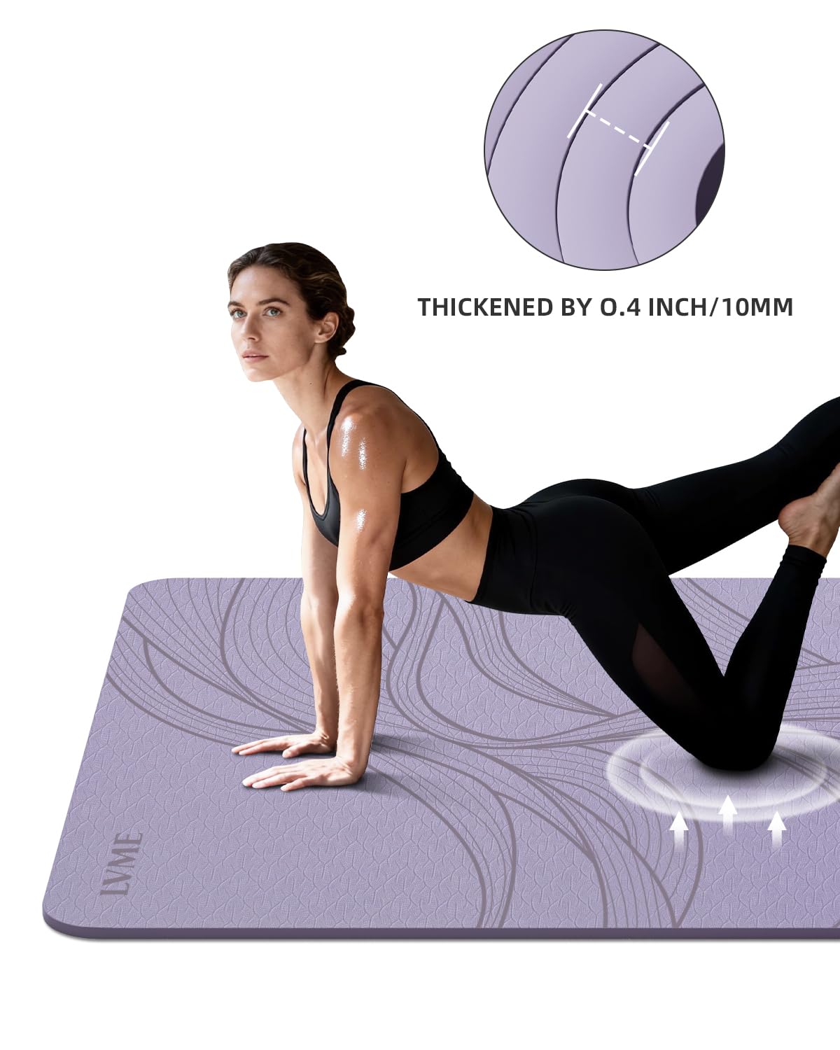 Large Yoga Mat (75.5"x47.6"x0.4"）Extra Wide & Thick 10mm, Non-Slip Exercise Mat, High-Density TPE Mat for Yoga Pilates & Home Gym Workouts(purple)