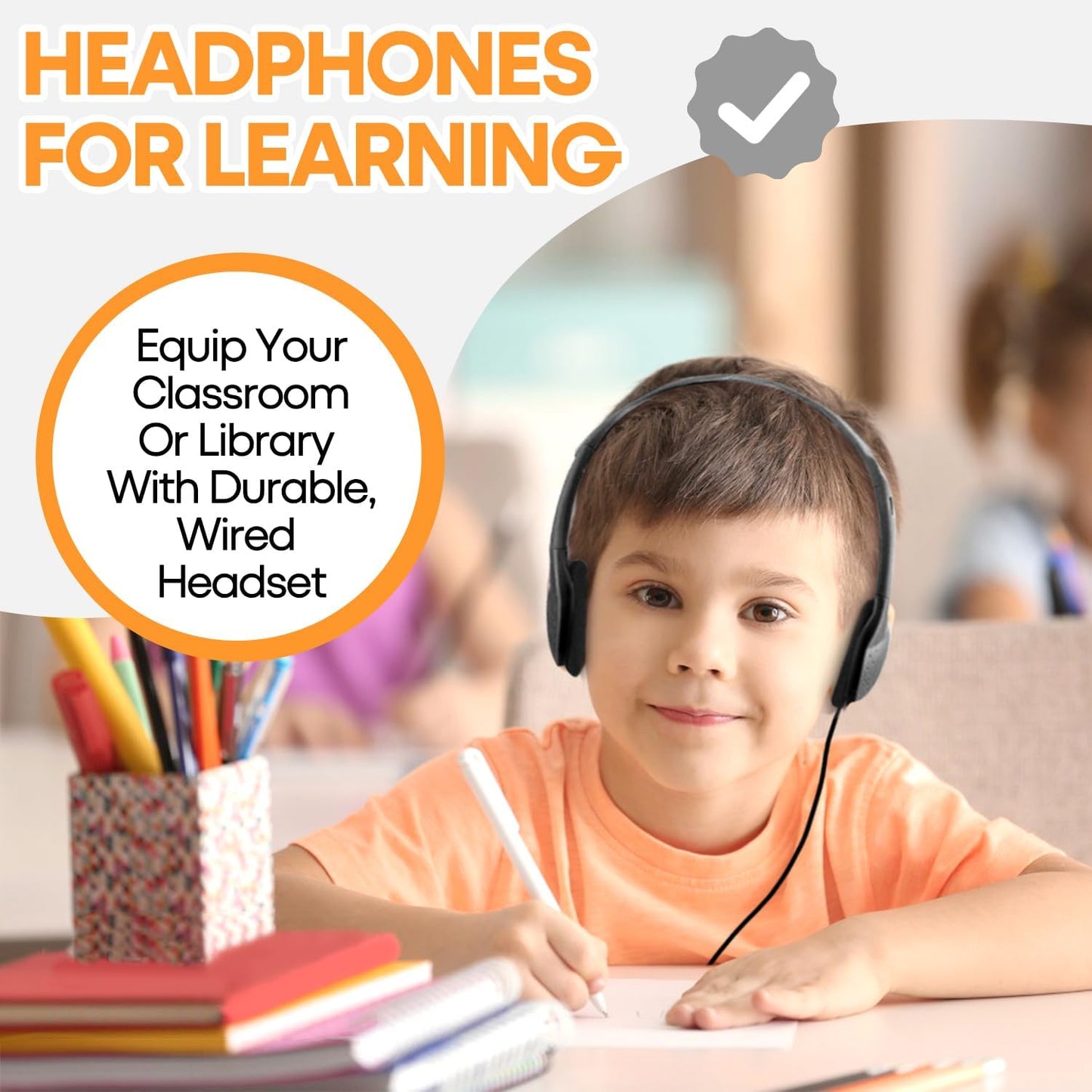 12 Pack Set (HY857,12 Kids Headphones Bulk for Classroom School Students, Durable Wholesale Class Headphones for Kids