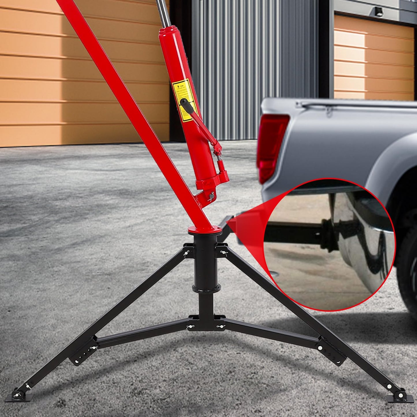 Hydraulic Receiver Hitch Crane 1000LBS Capacity, 360° Swivel Truck Lift with 3 Adjustable Settings 500/750/1000LB, No-Drill Installation for Construction, Farming & Workshop Loading
