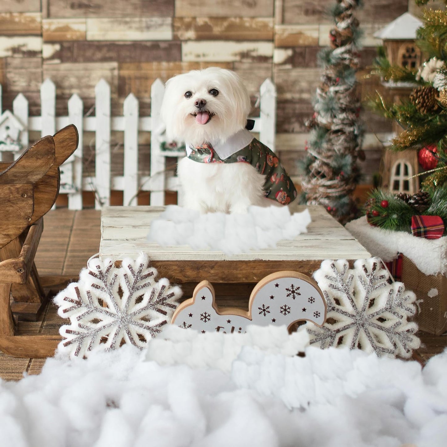 Skiennix Christmas Fake Snow Decoration - 17 OZ Fluffy Artificial Cotton for Winter Village Decor