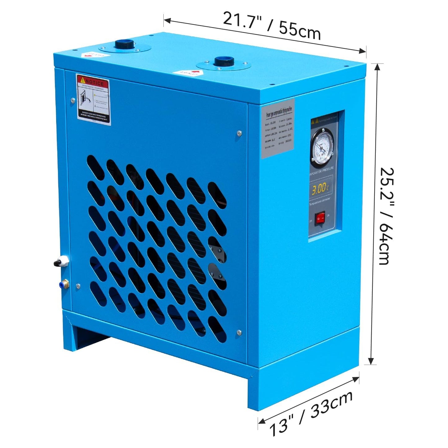 Torin Industrial Refrigerated Air Dryer 110V 70 CFM, 0.75 KW for 15HP-20HP Rotary Screw Air Compressors – R134a Cooling System – Removes Moisture, Oil, Dust