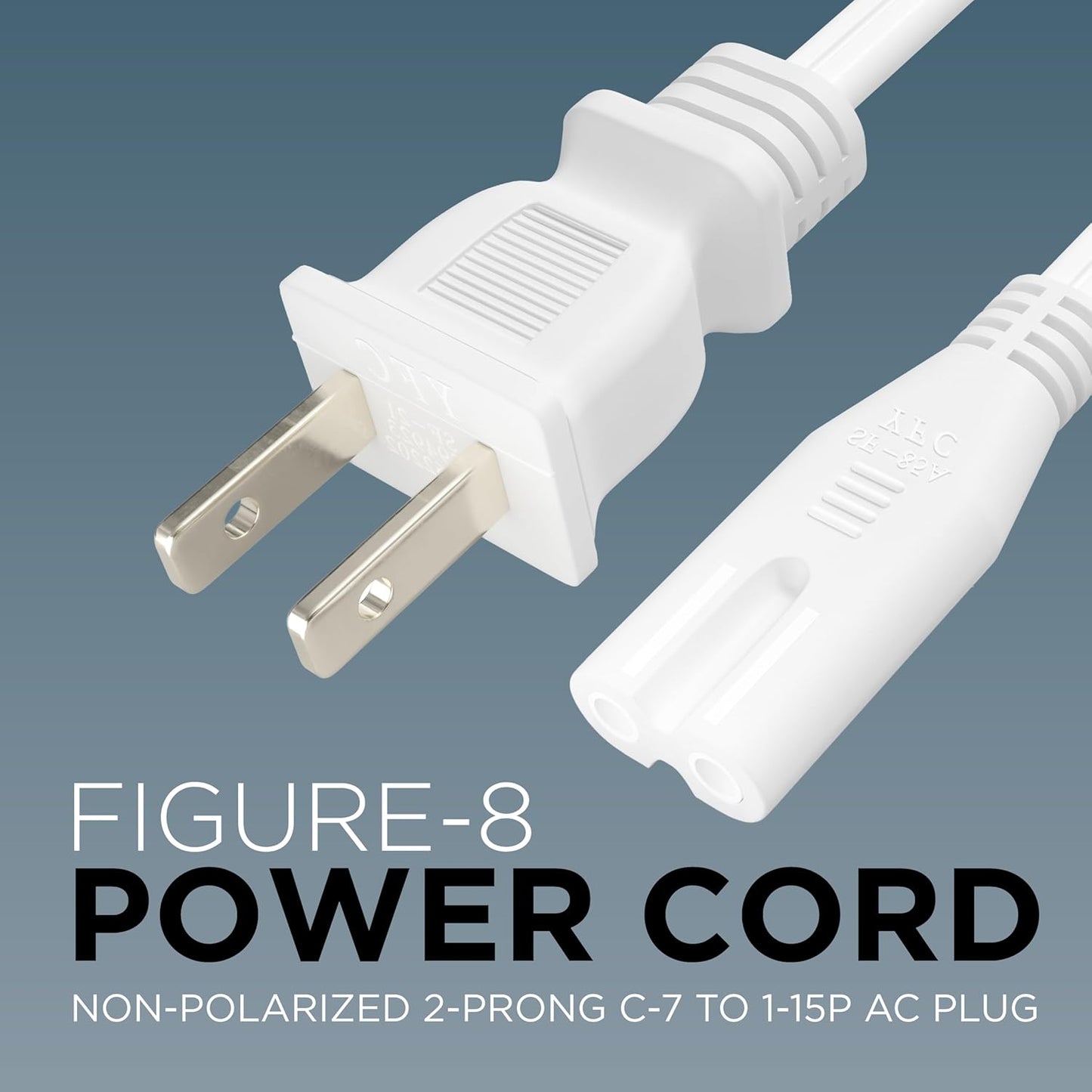 THE CIMPLE CO Figure-8 6 1-15P C7 C8 320 2-Prong 6 (1.8 White Power Cord FT - Non-Polarized Cord for Satellite, CATV