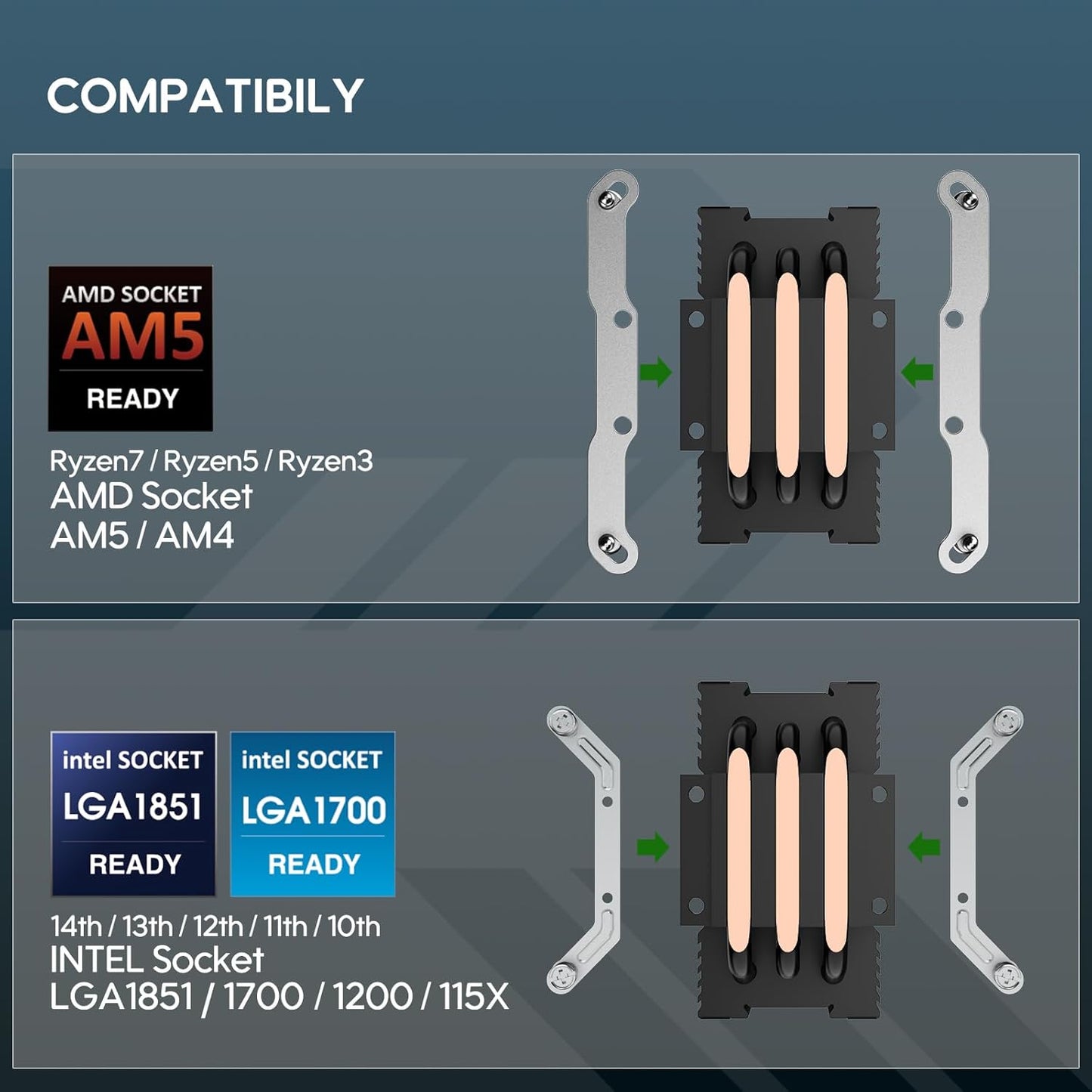 V3 133mm 92mm AM4/AM5 LGA1851/1700/1200/115X Vetroo CPU Air Cooler w/ARGB Lighting and PWM Smart Control - Compact