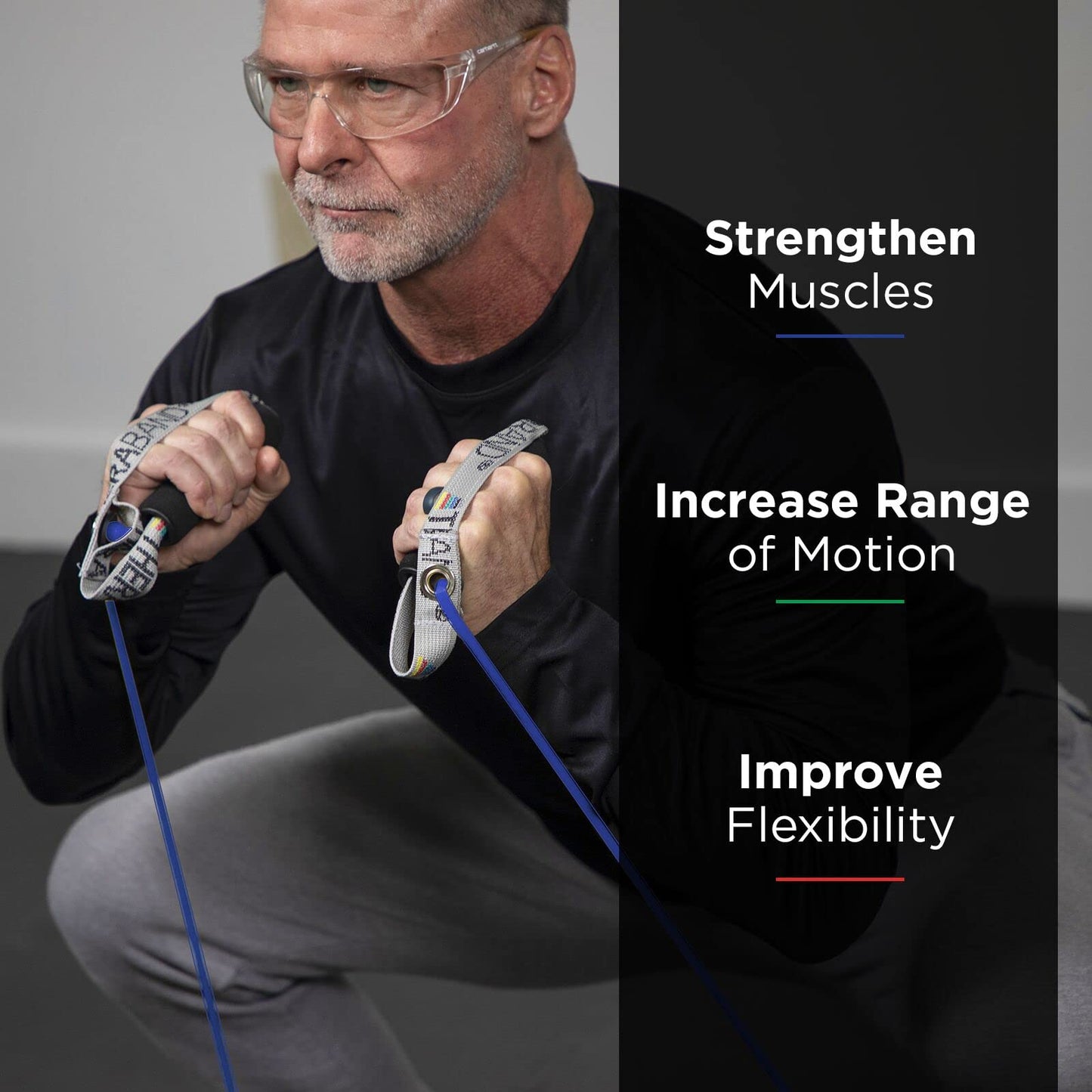 Theraband 13080 Professional Latex Resistance Tubing with Handles for Physical Therapy, 50" Length, Black, Extra Heavy, Blue