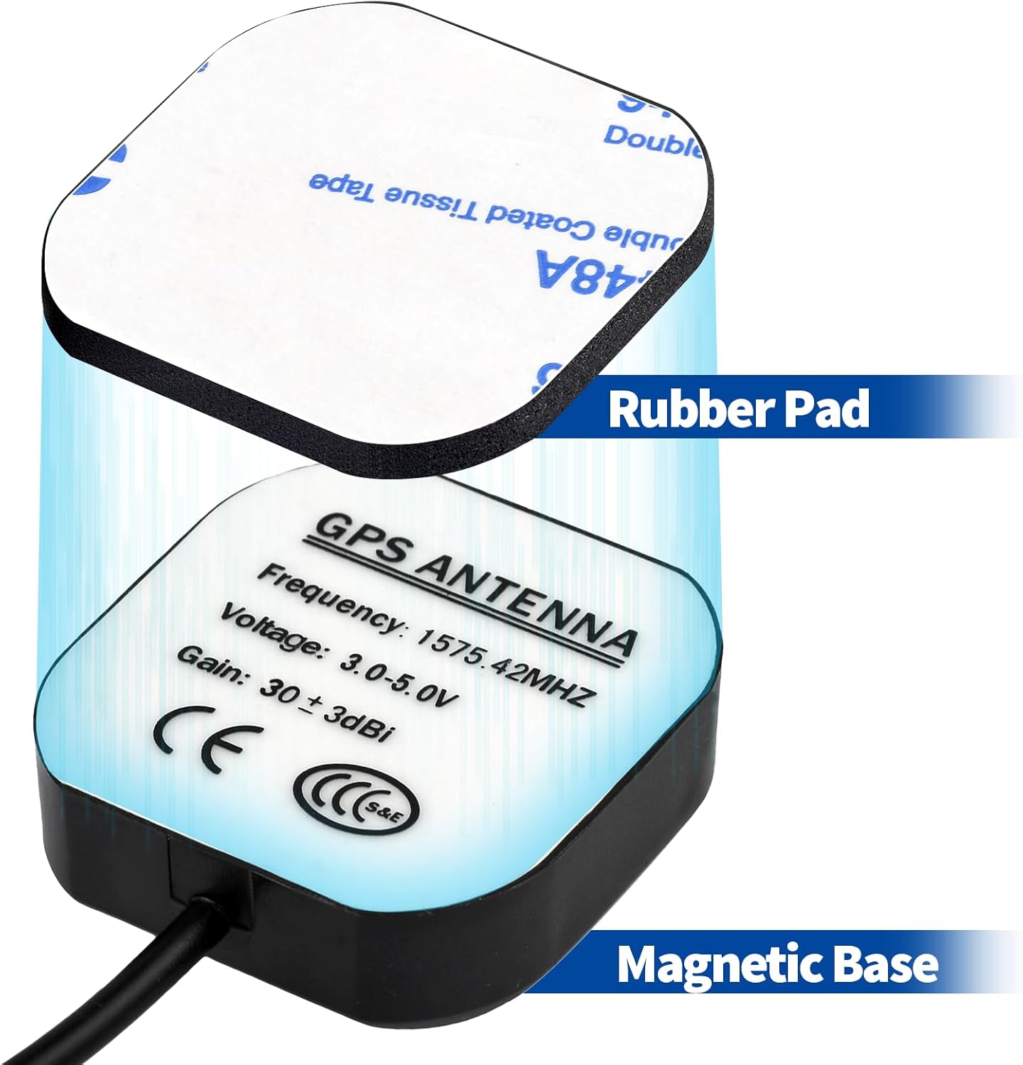 BINGFU Vehicle Waterproof Active GPS Navigation Antenna with SMA Male Connector for Car Stereo Head Unit GPS Navigation