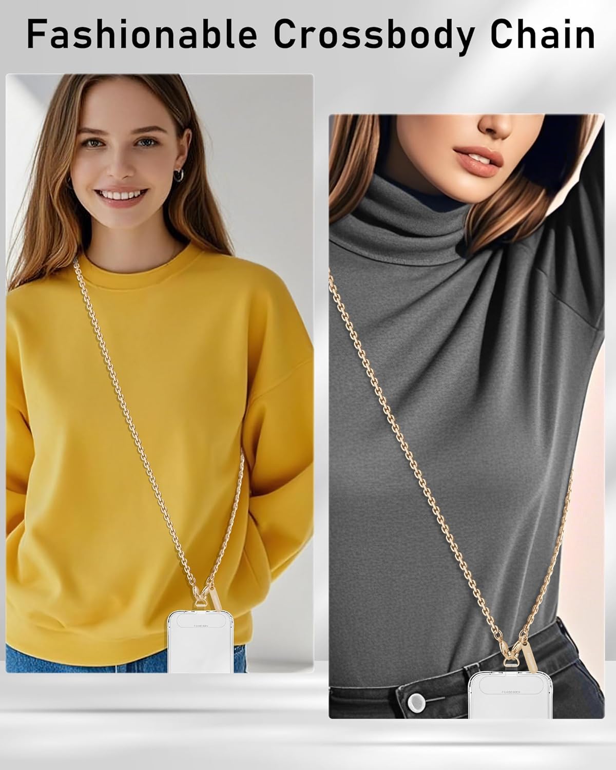 2 ROCONTRIP Phone Chain Crossbody Phone Strap with Tether Tabs Detachable iPhone Lanyard Chain for All Phones Premium