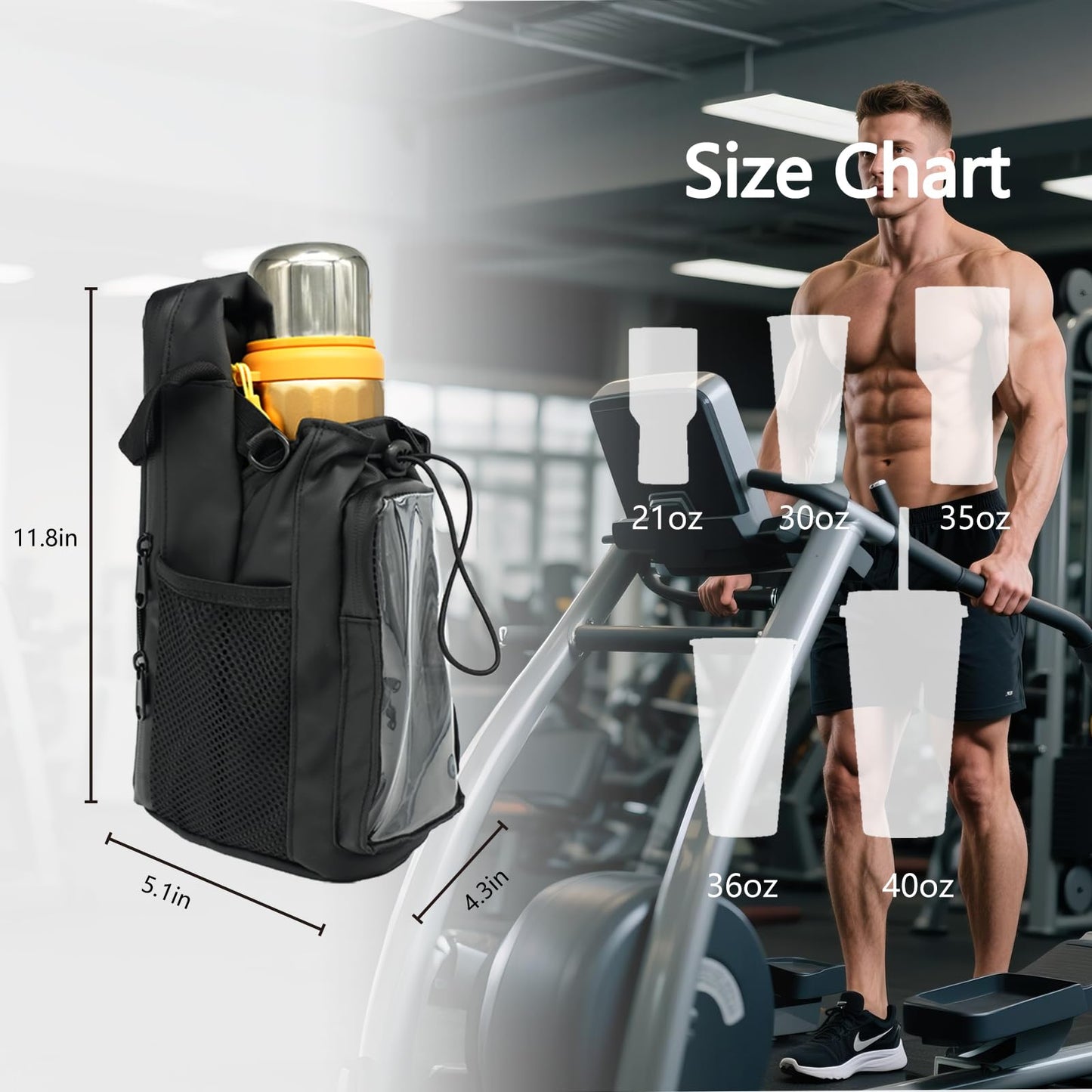 JMIAOCC Magnetic Gym Bag for Men & Women - Adjustable Strap，Small Gym Bag，Magnetic Large Water Bottle Holder - Ideal for Fitness, Travel & Sports