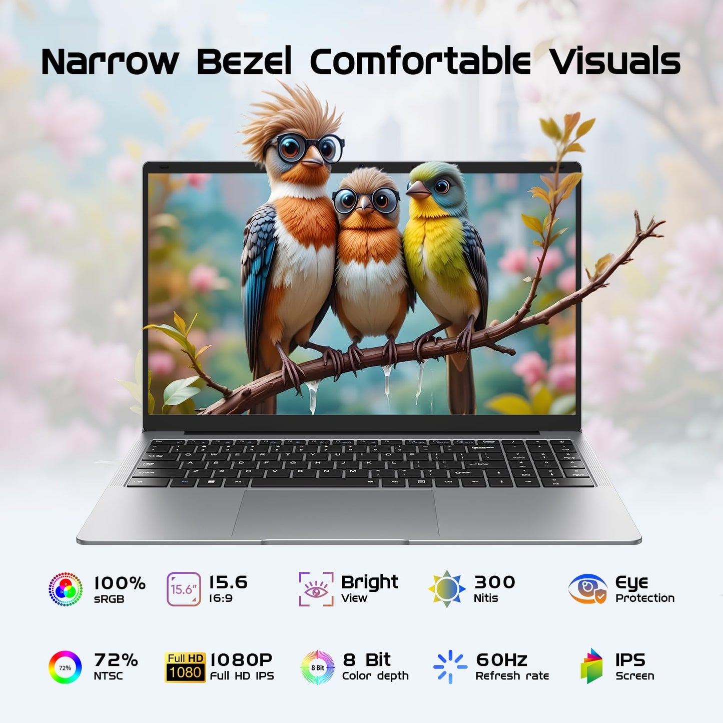 HYPERSTRIX Laptop Computer 15.6" Win11 Pro Laptops 8GB RAM 256GB SSD,Ms Office 365, 100% sRGB Screen, N4000 Processor, Notebook, Dual Band WiFi5, BT4.2, USB-A, HDMI,FHD 1920 * 1080 Display,Silver