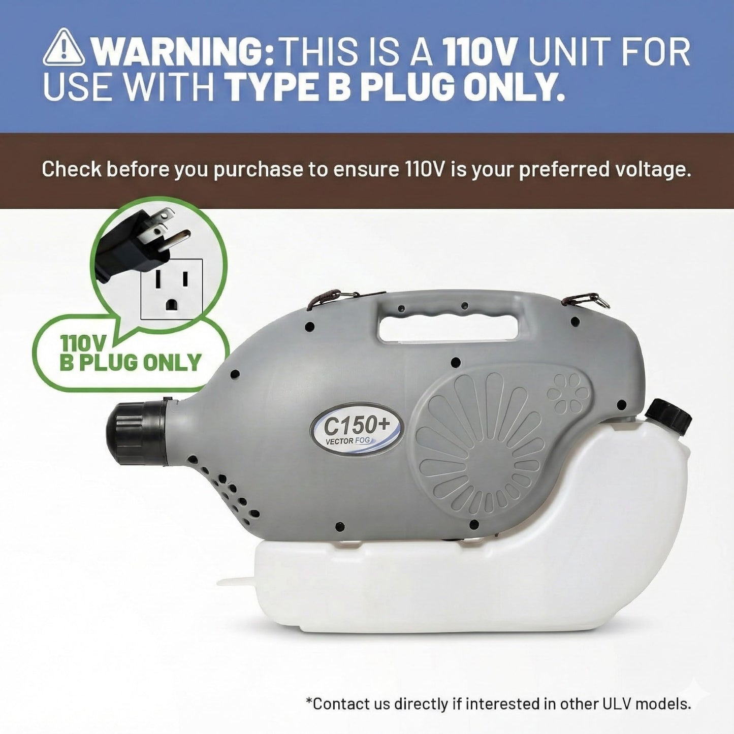 Vectorfog C150+ 110V Electric ULV Fogging 6L + 10 FogPro Shield Reusable Respirator Masks