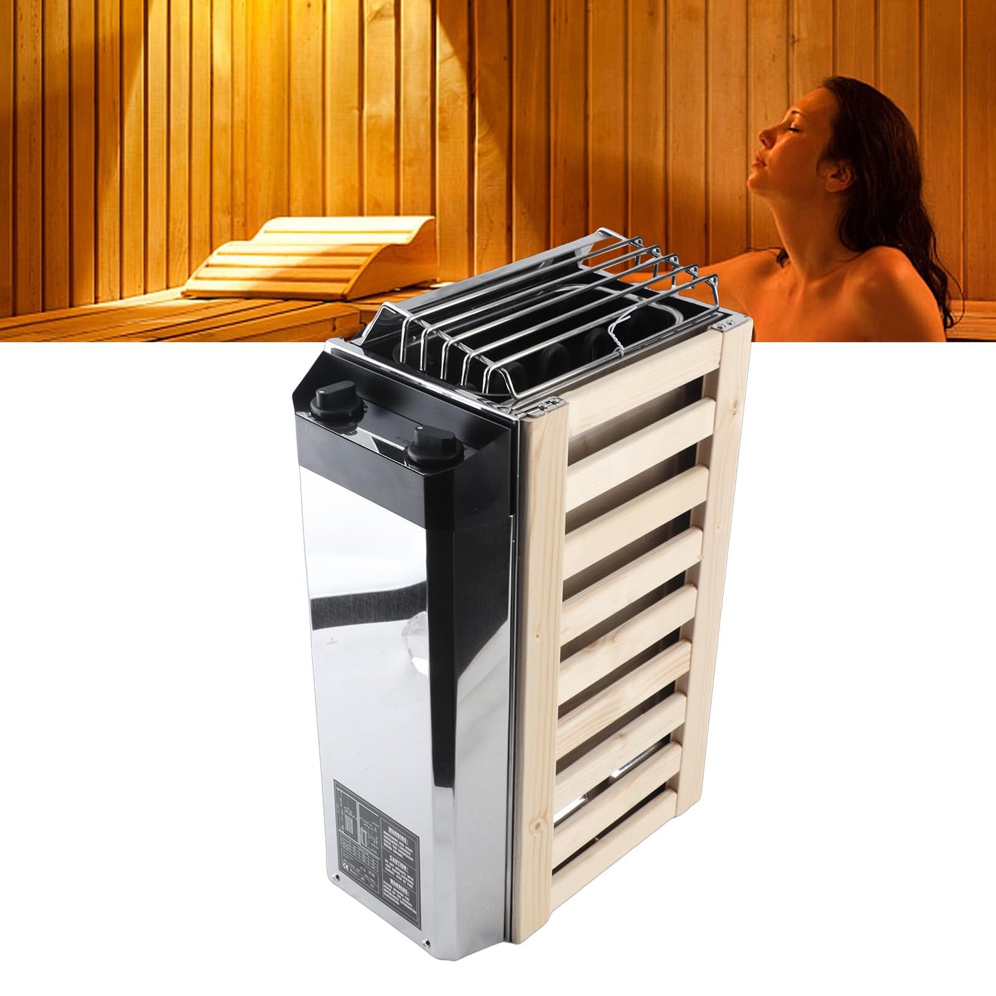 Sauna Heater, 3.6KW 110V Internal Control Temperature Adjustable Stainless Steel Electric Sauna Stove, High Heating Efficiency Electric Sauna Heater for Home Hotel Use