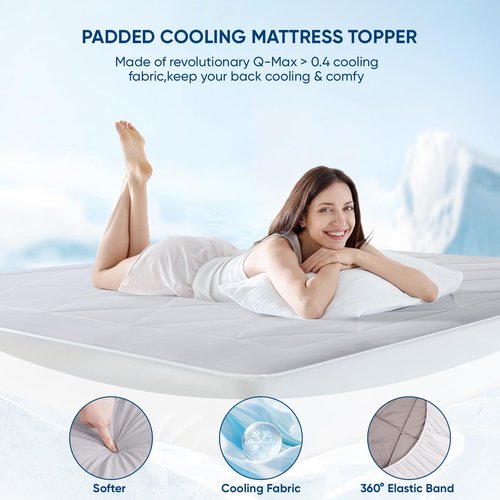 Cooling Comforter King Size, 2PCS Reversible Cooling Blanket for Hot Sleepers and Night Sweats, Cool Blanket with Mattress Pad for Summer, Breathable & Lightweight Comforter for All Season (106"x90")