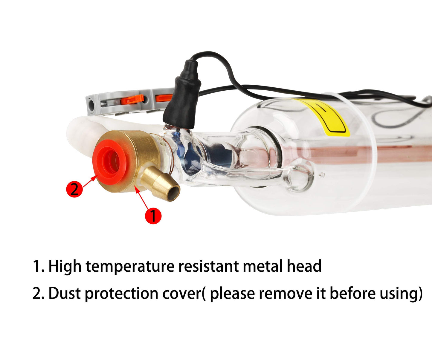 TEN-HIGH CO2 Glass Laser Tube, Unique Upgraded Version Super Easy Installation Stable Power, for Laser Engraving Cutting Machine, Length 700mm Diameter 50mm 40W (Suitable for 40~45W)