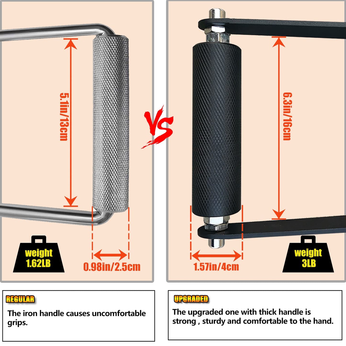 MARSAFIT Gym Fitness LAT Pulldown Attachments, Fat Arm Wrestling Exercise D Handle Cable Attachment, Arm Lifting Deadlift Handle Grip for Finger Wrist Strength