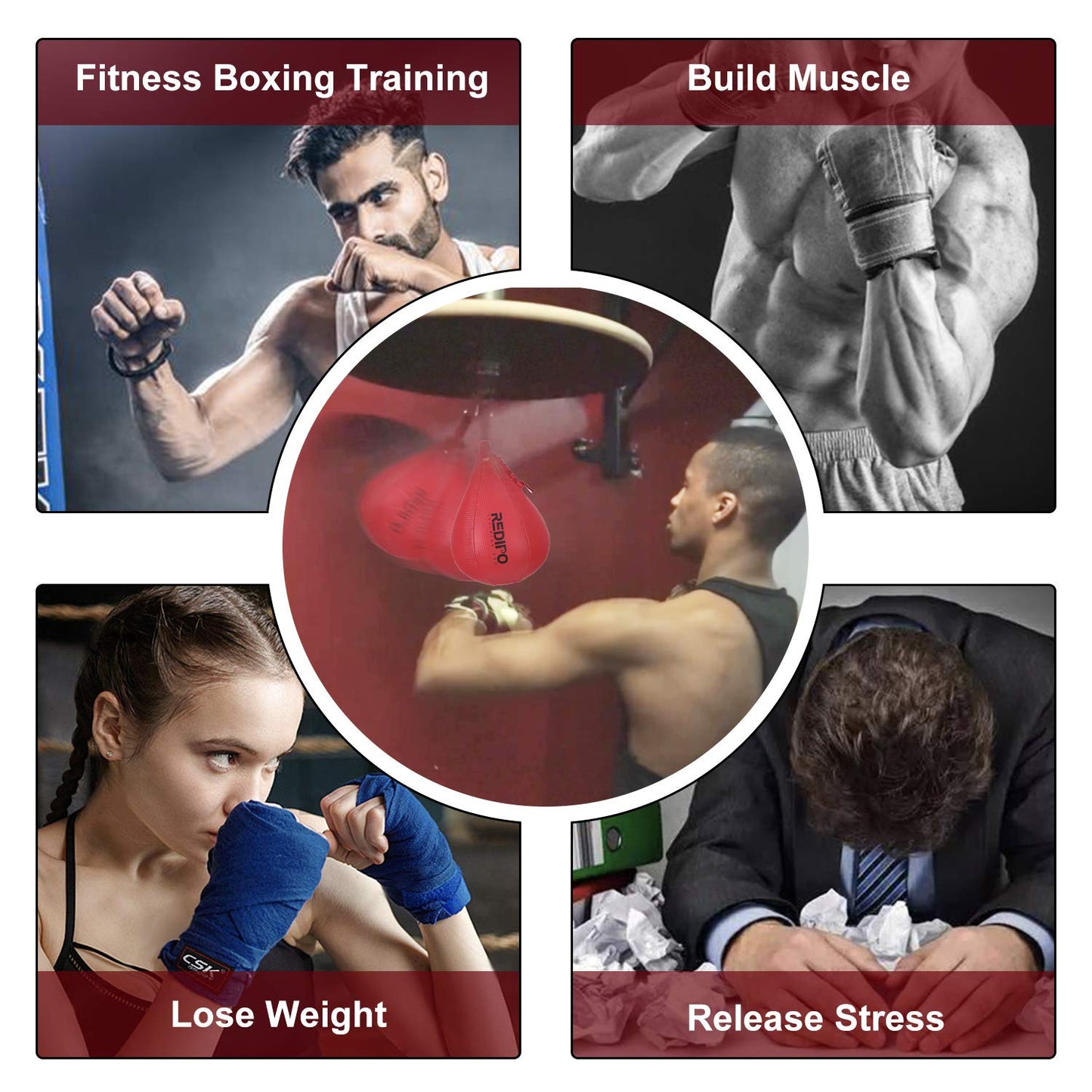 Redipo Boxing Speed Bag - PU Leather Speed Punching Ball - Heavy Duty Hanging Swivel Ball for Gym & MMA Muay Thai Sports Fitness - Punching Dodge Striking Speed Reflex Ball