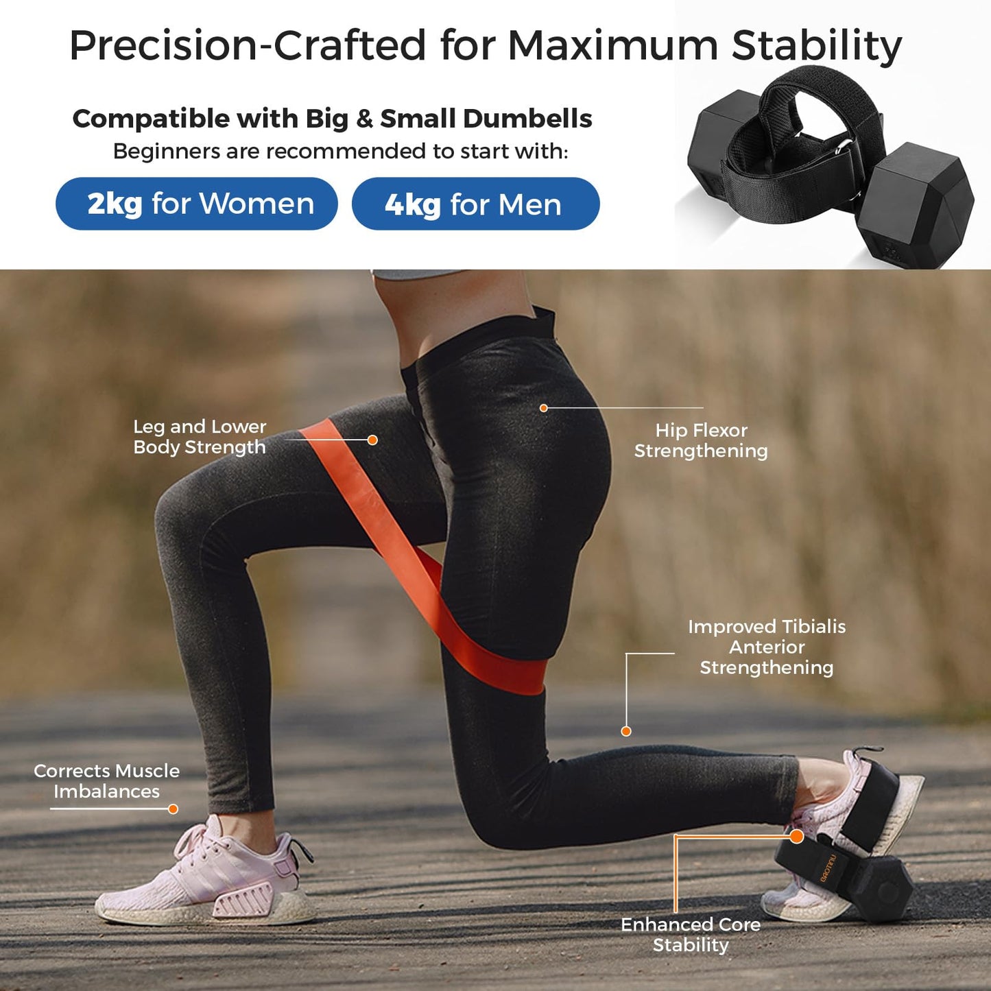 1pc Monkey Foot Dumbbell Attachment For Glute Kickback Women's Leg Exercise Workouts At Home Adjustable Ankle Gym Strap Foot Weights Lifting Attachments Equipment For Men Hamstring Curls