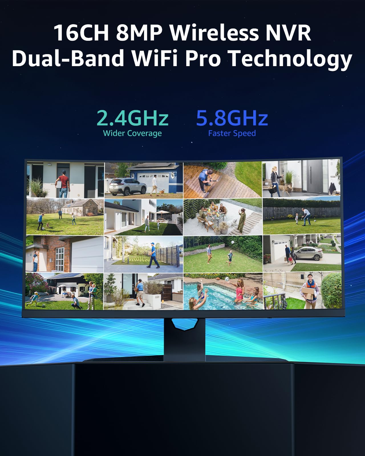 ANNKE Wireless Security Camera System 4TB Hard Drive, 16CH 4K WiFi NVR Kit, 12Pcs 2K Home Surveillance Cams for Indoor/Outdoor, 2-Way Audio, Night Vision, Weatherproof, Motion Detection, Metal Housing