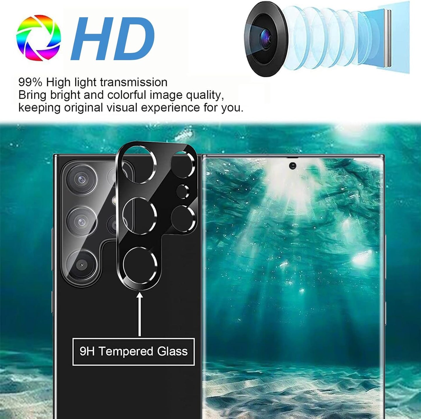 Arshek [2+2 Pack] S23 9H 3D S23 5G Galaxy Ultra Privacy Screen Protector, Tempered Glass, Ultrasonic Fingerprint