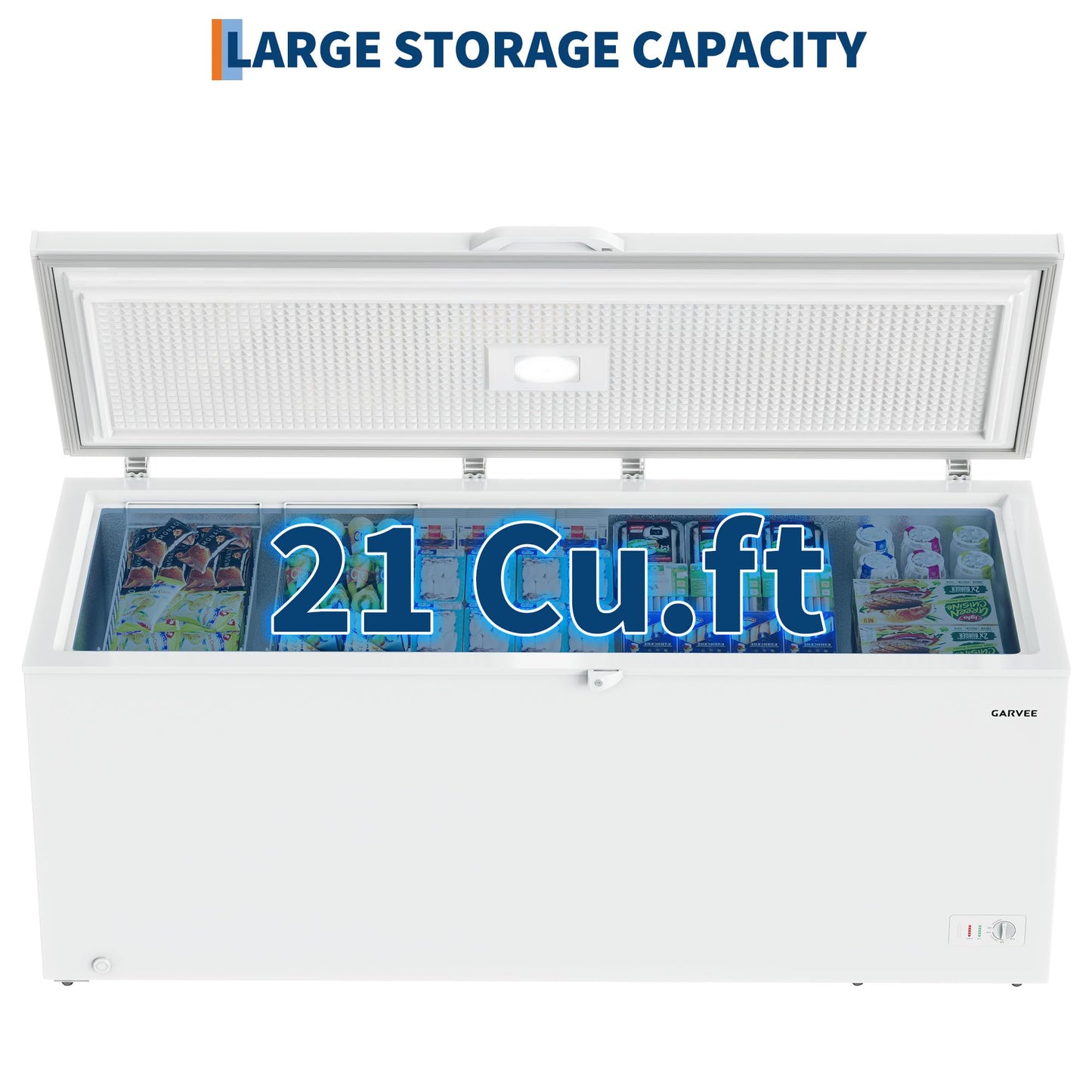 21 Cu. Ft. Convertible Refrigerator/Chest Freezer, Commercial Chest Freezer with 2 Baskets Top Opening, Easy Defrost Drain, for Home, Apartment, Basement, Garage, White
