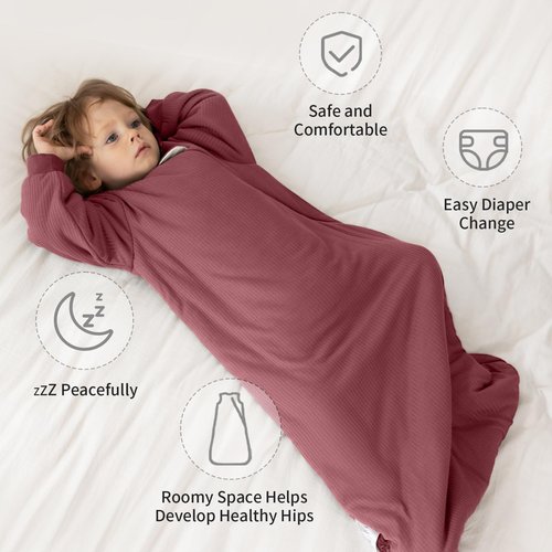 BubblePanda Rayon Made from Bamboo Sleep Sack 6-12 Months Long Sleeve Sleep Sack 1.5 Tog Supersoft Winter Baby Wearable Blanket with 2-Way Zipper Unisex Sleeping Bag for Babies Toddler