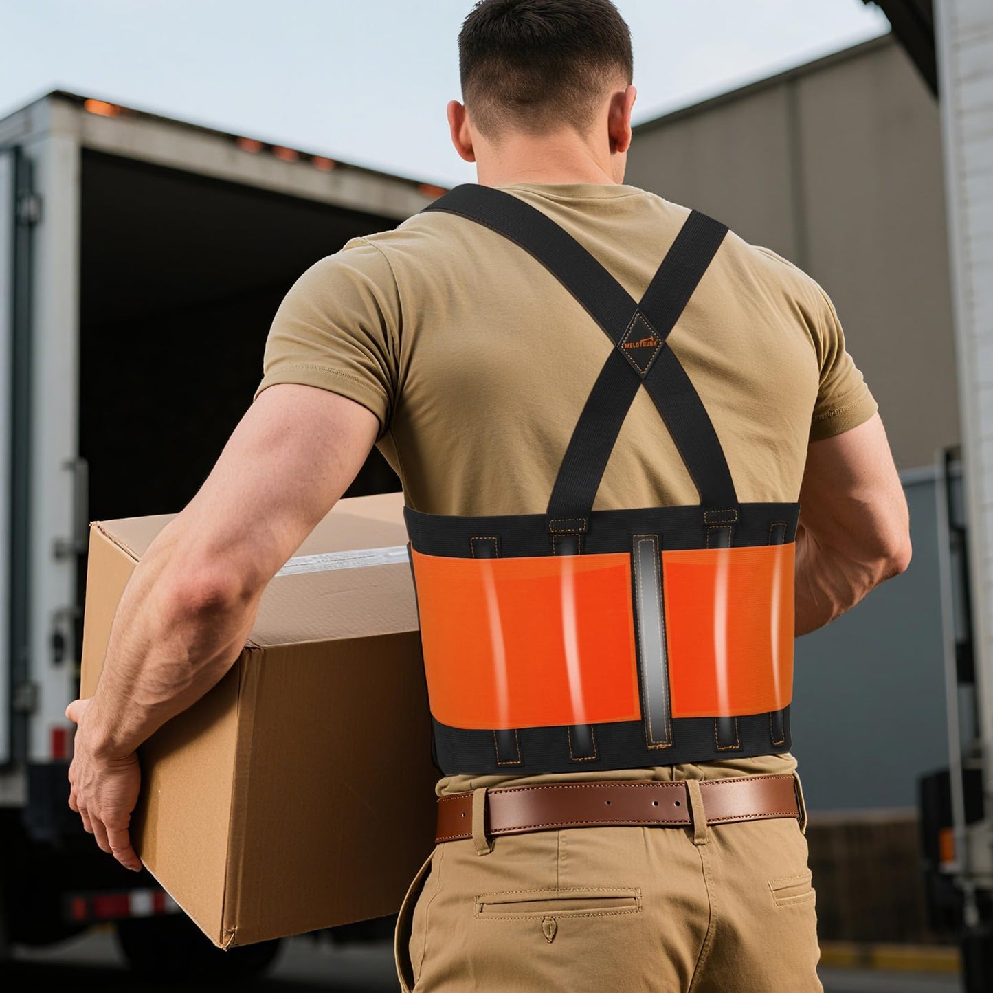 MELOTOUGH Back Brace for Men Lower Back,Back Brace for Work,Back Support Belt with Suspenders,Lower Lumbar Support for Heavy Lifting, Removeable Straps for Construction, Warehouse L/XL,Gifts for Men