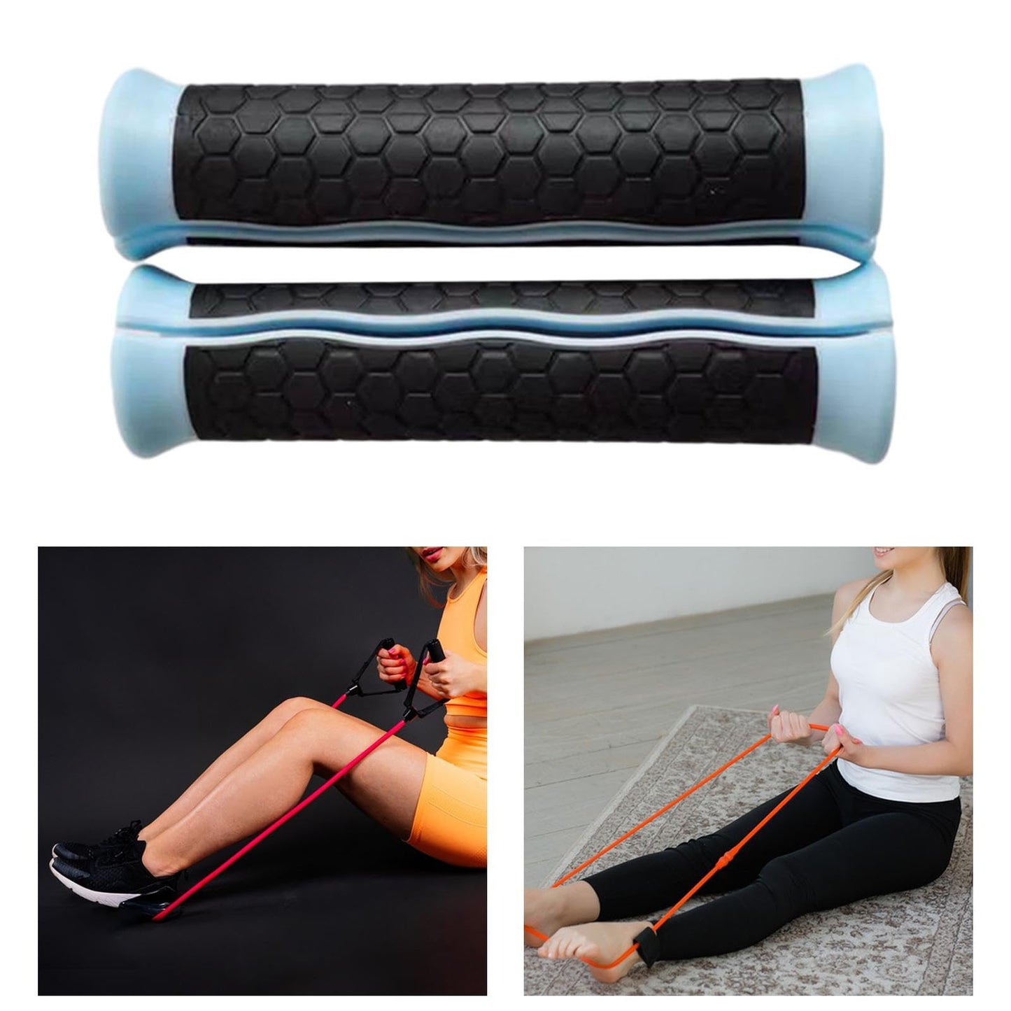 Aymzbd 2X Resistance Band Handles, Exercise Bands Handles, Protect Your Hands, Blue