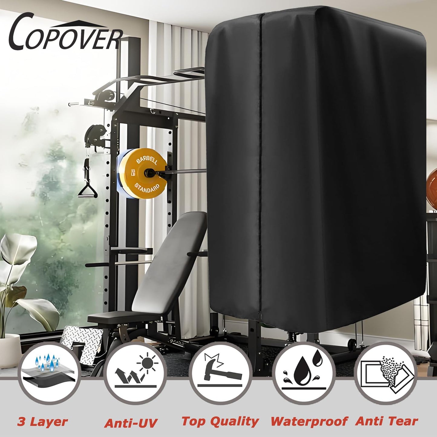 Protective Cover for Home Gym Set, 420D Oxford Gym Rack Cover for Home Exercise Equipment Set, Workout Equipment Protective, UV protection, Waterproof, Dustproof for Indoor or Outdoor