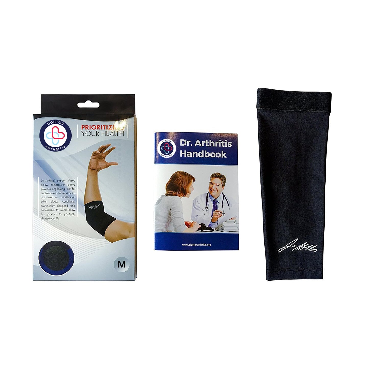 Dr. Arthritis Doctor Developed Copper Elbow Brace, Handbook, Relief for Tennis Elbow, Golfers Elbow, Elbow Compression & Support (Medium (Pack of 1))