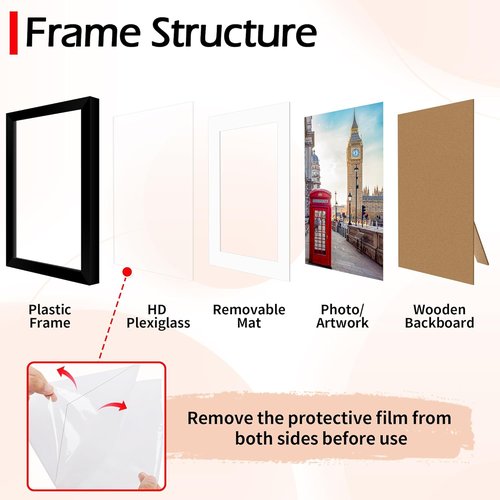 Black 8x10 Picture Frame Set of 2 by [Brand Name] - Versatile Tabletop & Wall Display for 5x7 or 8x10 Photos
