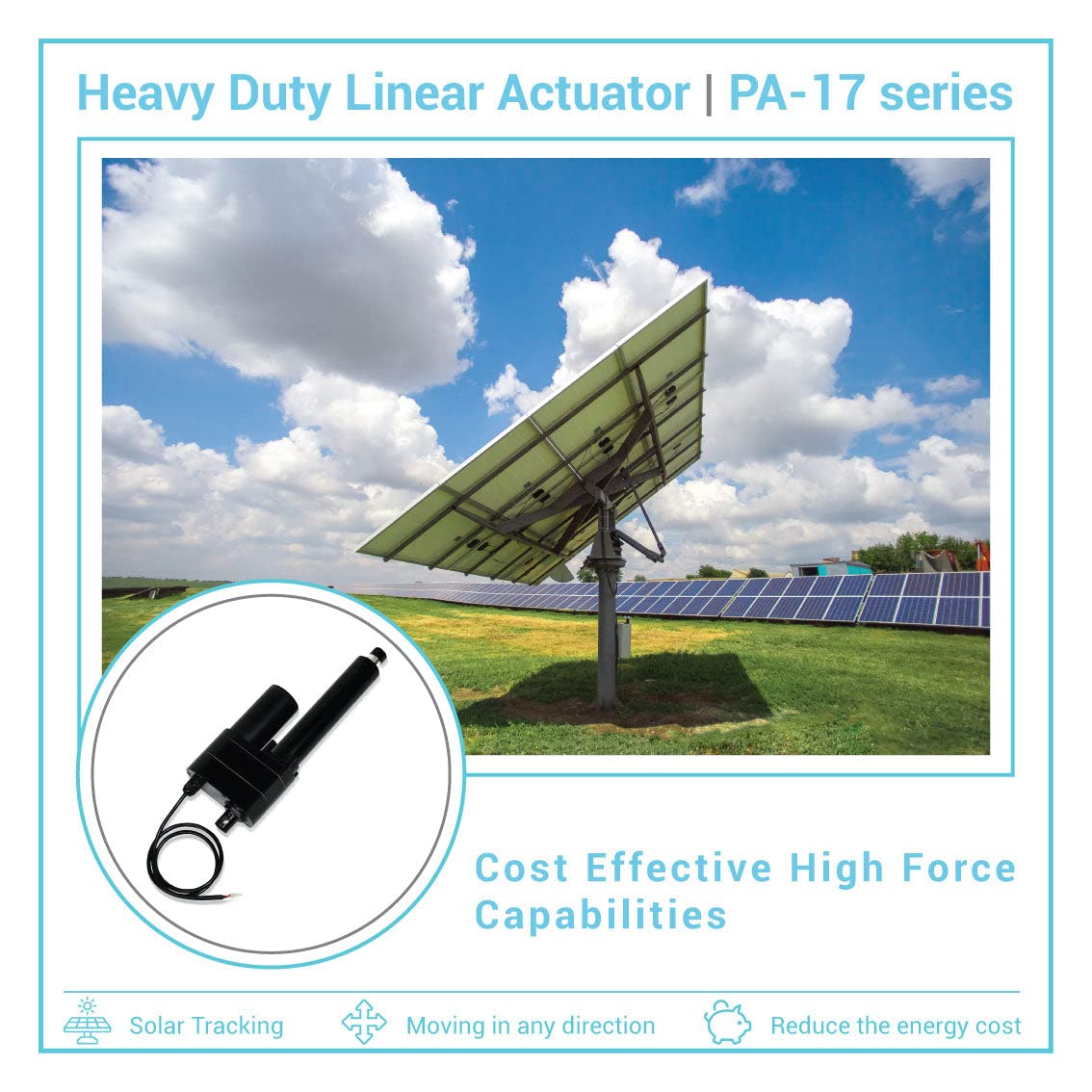 Progressive Automations 12V High Force Linear Actuator - 4 inches Stroke, 2000 lbs Force, Industrial, Heavy Duty Linear Actuator with IP65 Protection for Agriculture Automotive Industry, PA-17