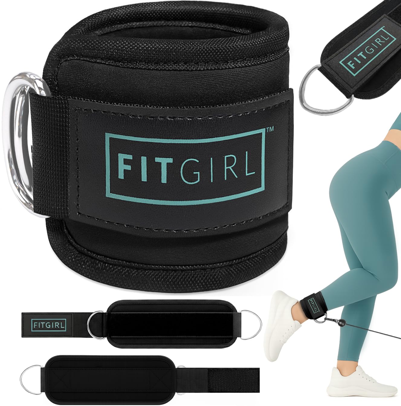 FITGIRL Ankle Strap for Cable Exercise Machines, Work Out Cuff Attachment for Home & Gym, Glute Workouts - Kickbacks, Leg Extensions, Hip Abductors, for Exercise Attachments - Mint - 1 Pack
