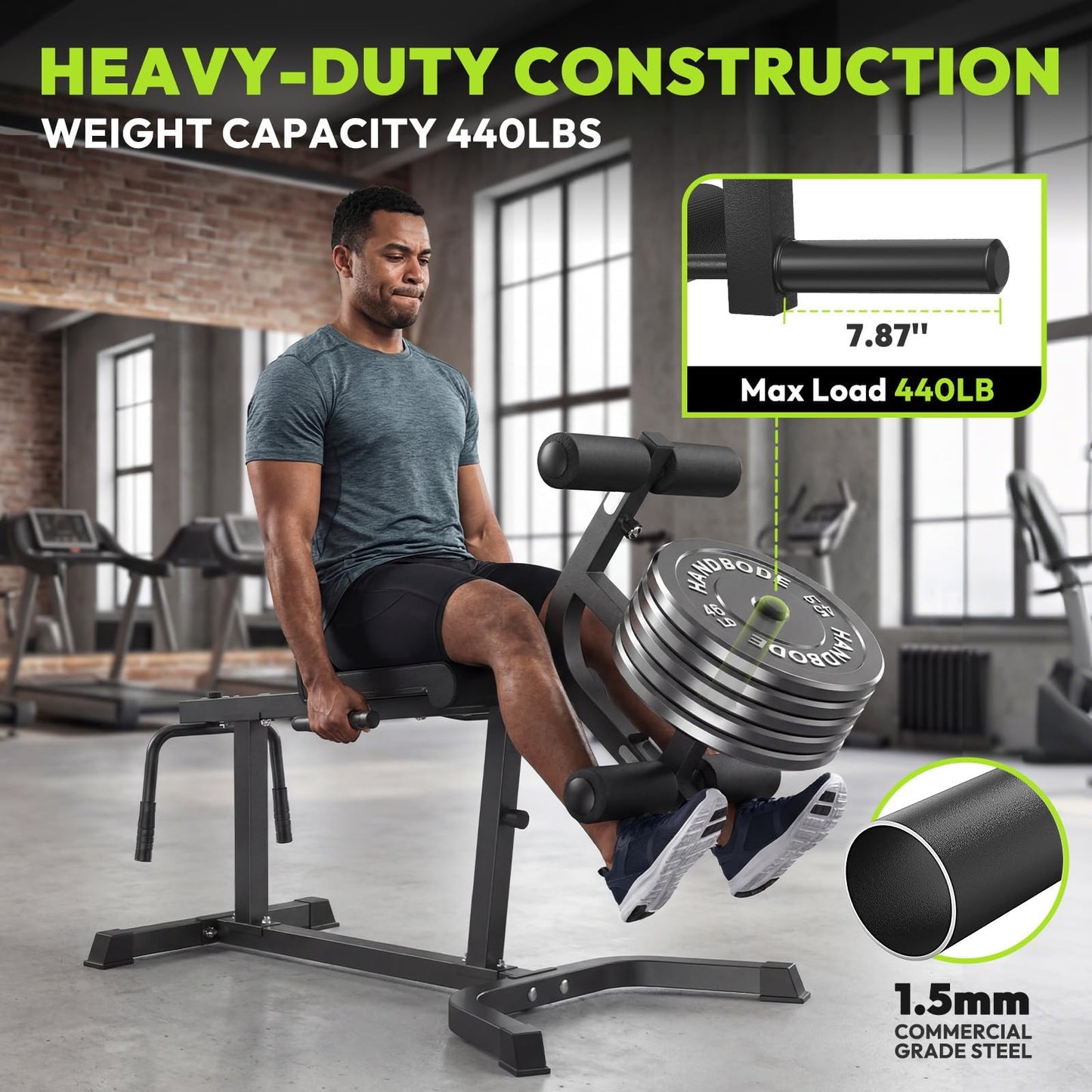 HANDBODE Leg Extension and Curl Machine, Adjustable Leg Curl Machine, Seated Leg Extension and Lying Curl Machine for Lower Body Workouts, Leg Workout Equipment Fit Weight Plate Set