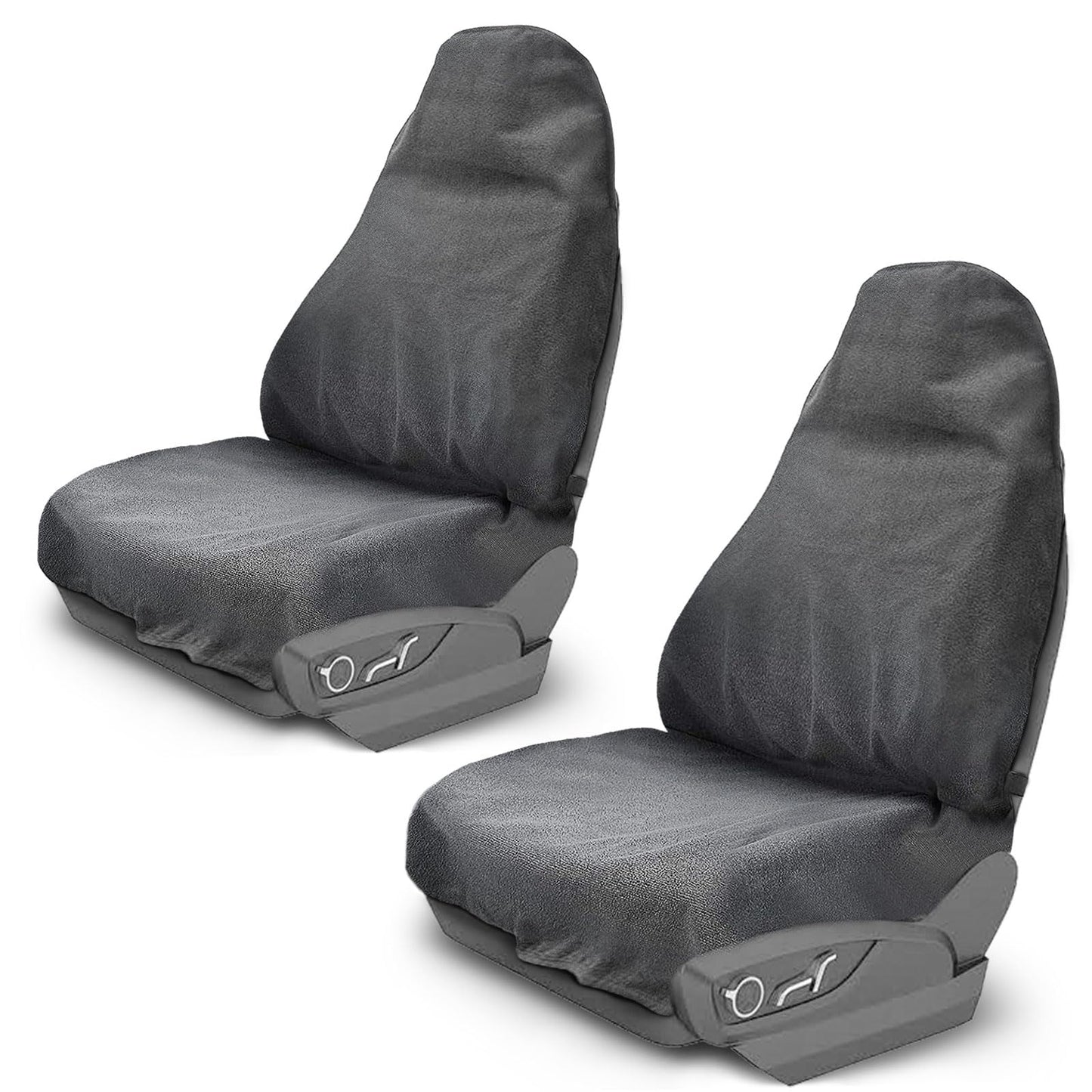 Waterproof Sweating Front Car Seat Cover Protector for Gym Workout, Running, Swimming, Beach and Hiking, Universal Fit Bucket Seat Covers for Cars SUV Trucks, Machine Washable, Non-Slip (Gray, 2Pcs)
