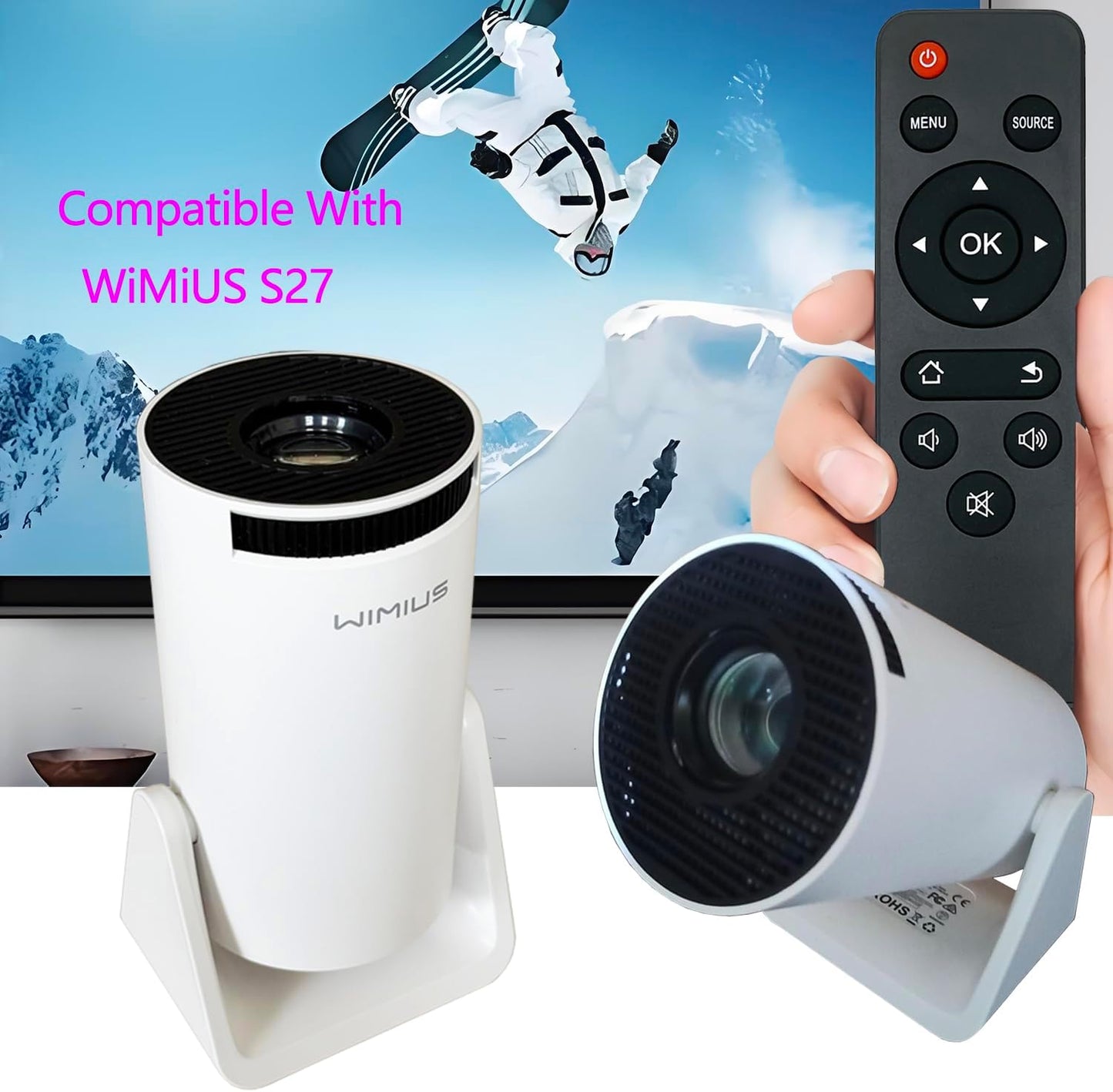 Molgoc S27 Replacement Remote for Mini Projector,Compatible with WiMiUS Projector.