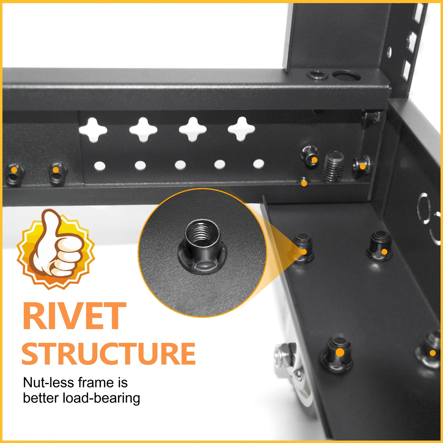RIVECO 25U Server Rack Adjustable Depth Network 4 Post Cabinet Open Frame with Leveling Feet & Wheels Fully Rivets 1400 LBS