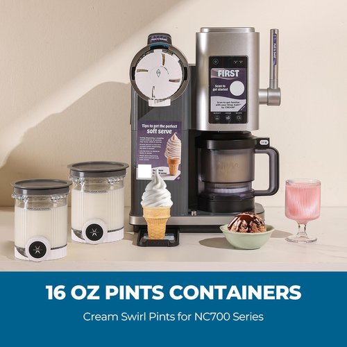 2 Pack Swirl Ice Creami Makers Pints and Lids,NC700 Makers Containers Cups creami accessories Compatible with Ninja Swirl Ice Cream NC700 NC701 Series & Soft Serve Makers,Dishwasher Safe