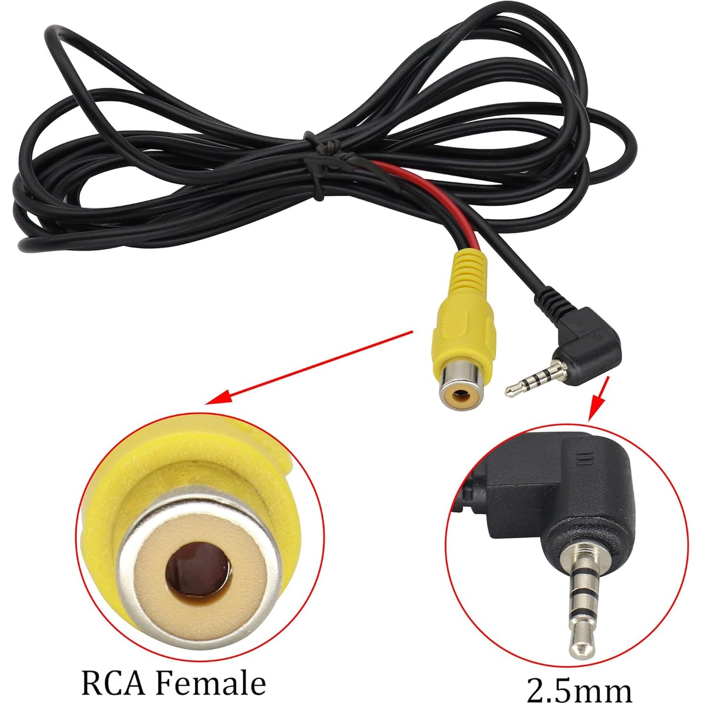 HCFeng 2.5mm 2.5mm Male[4 Camera[2.4M/7.8ft][2pack] to RCA Cable AV-in Pole] to RCA Female Cable with Trigger for GPS