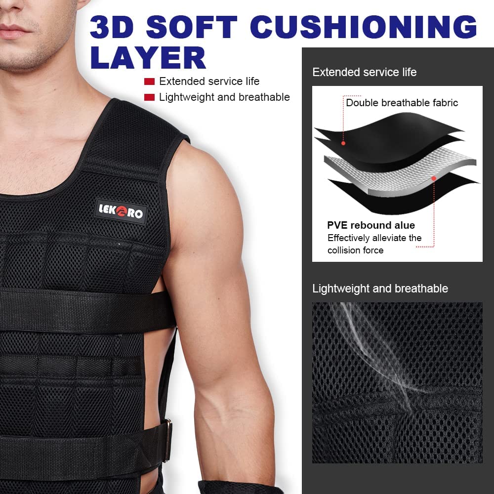 Weighted Vest Set 44LB for Men & Women, Adjustable Workout Weight Vest with Steel Plates, Weighted Training Vest with Wrist Weights and Ankle Weights for Strength Training, HIIT, Rucking & Cardio